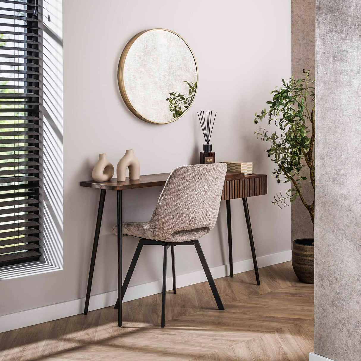 Kaptafel Elin - Acacia maciza color marrón oscuro 120 cm