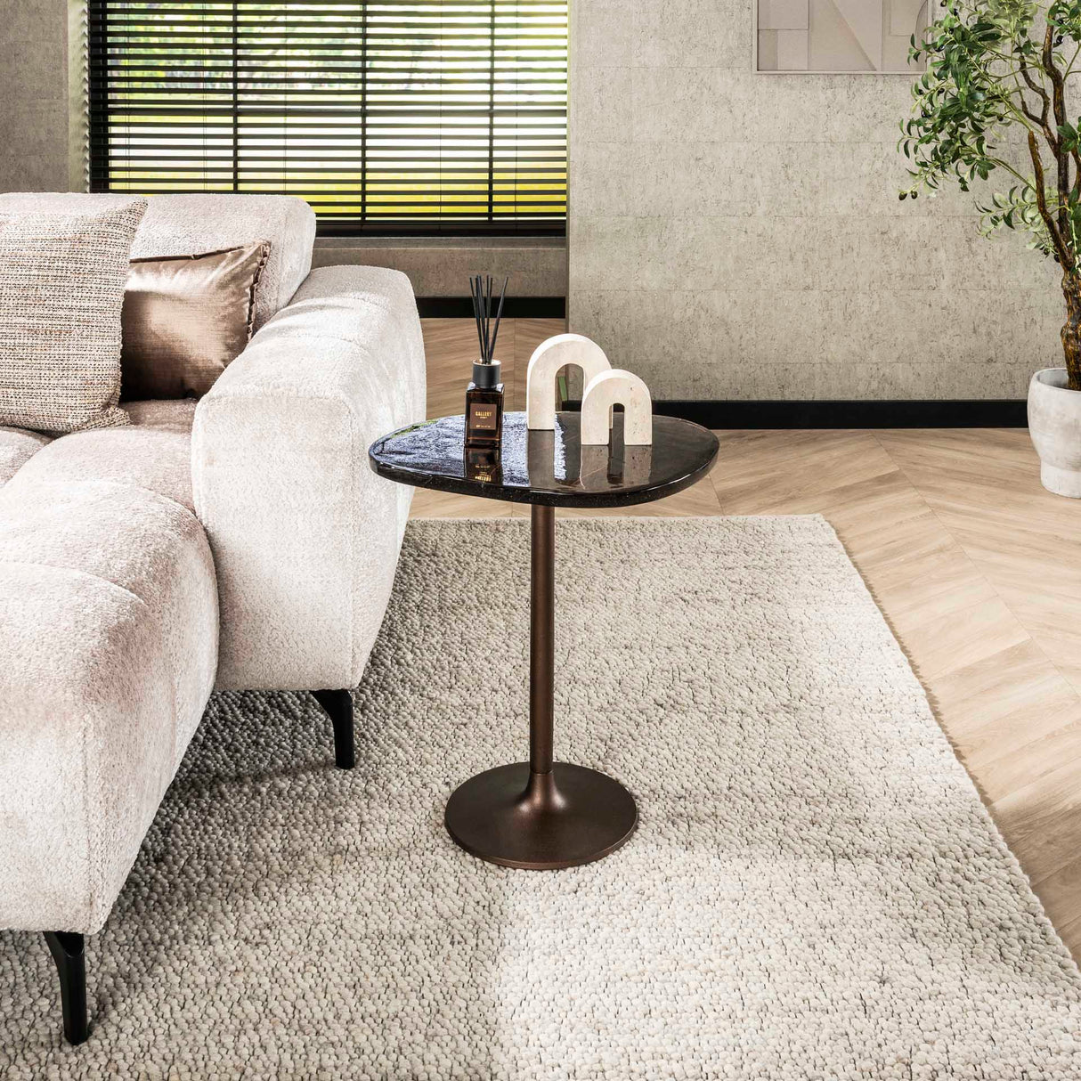 Mesita de noche Copper Glow M – Cobre antiguo, 50x42x55 cm