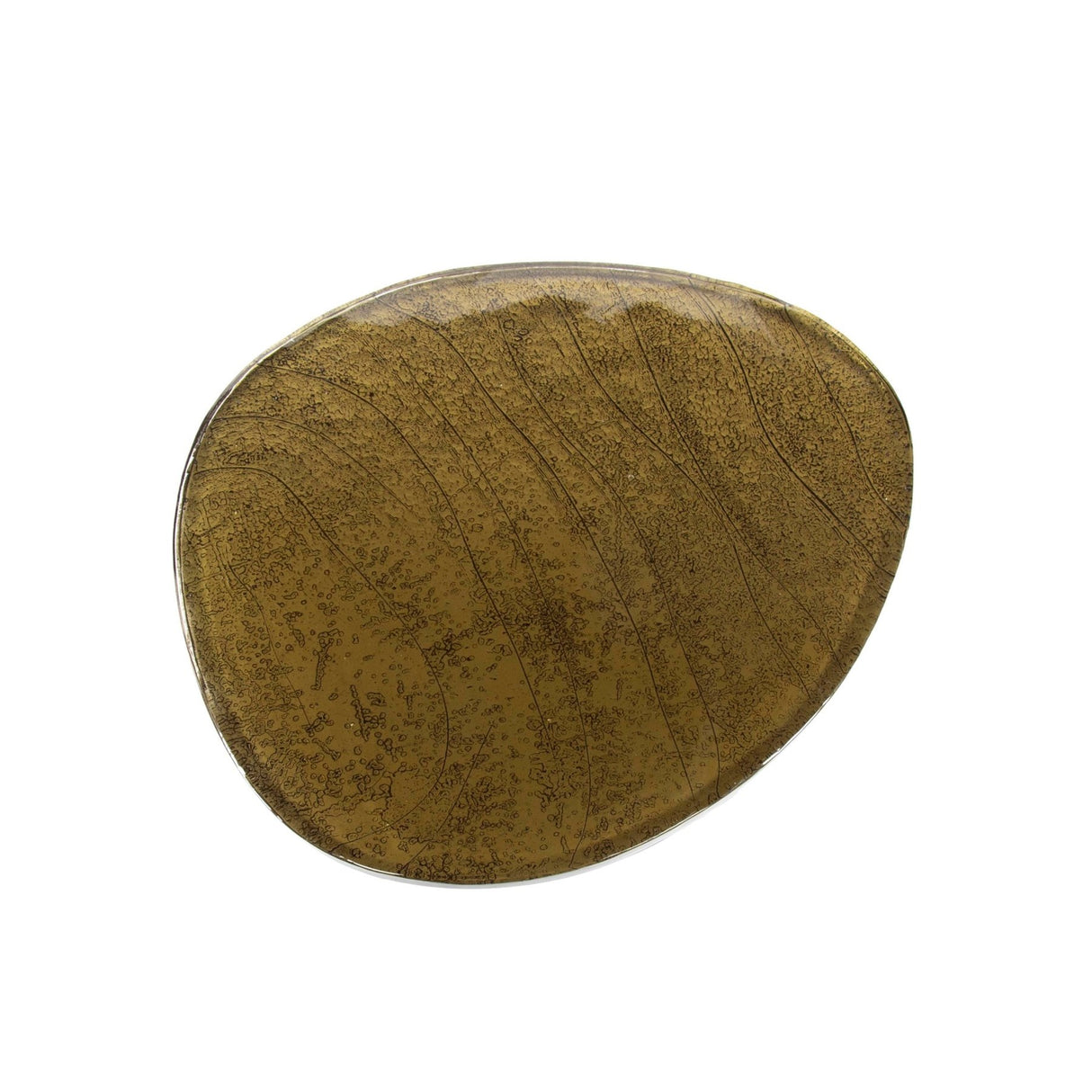 Mesa de centro orgánica Aurora L – Oro antiguo – 70x59 cm