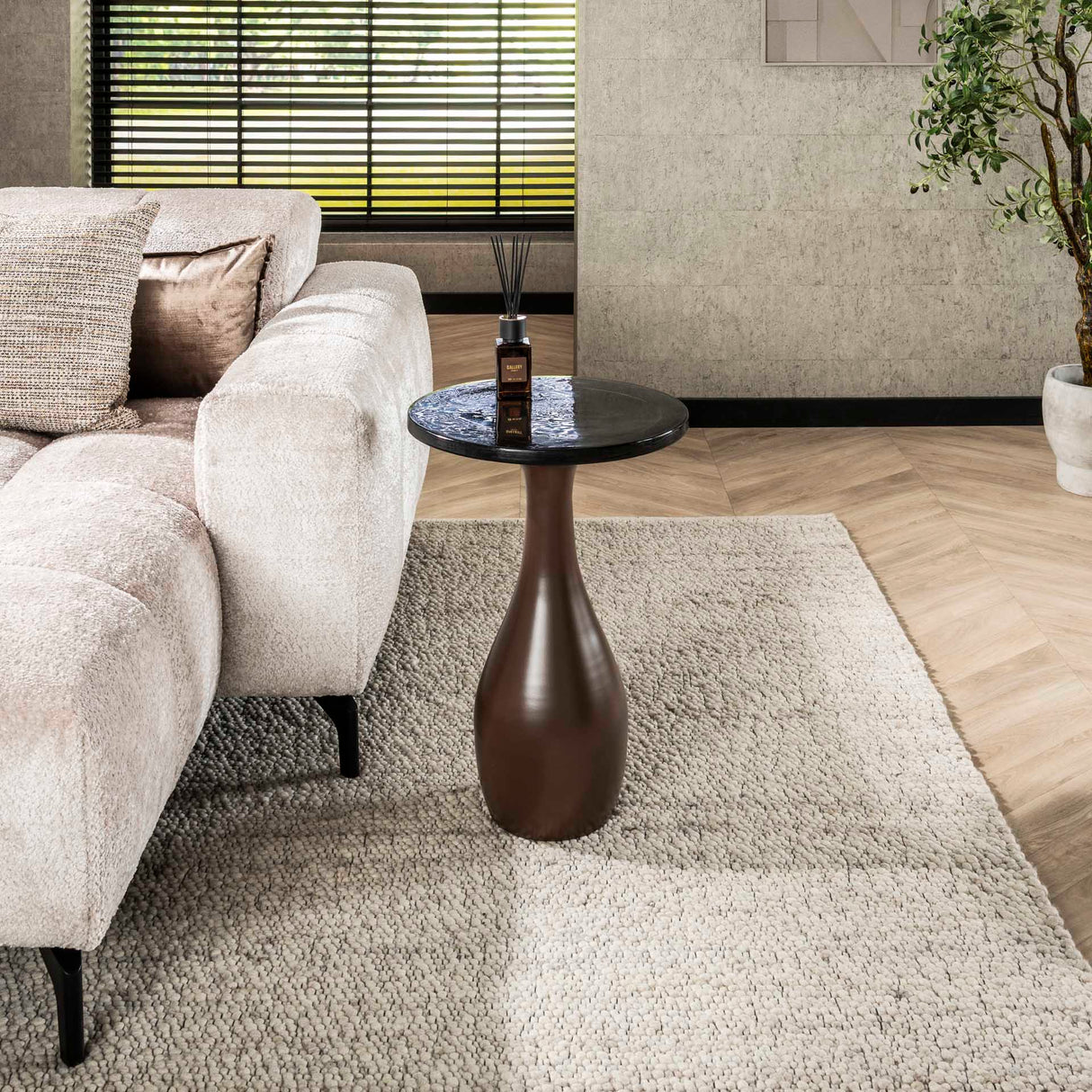 Mesita auxiliar Nova Antiguo Cobre Gota 60 cm