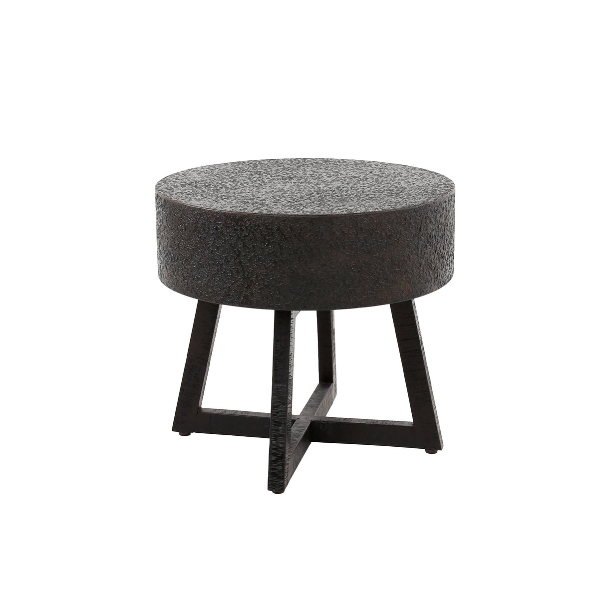 Mesa de café redonda Caro Acacia Madera Ø50 cm Negro