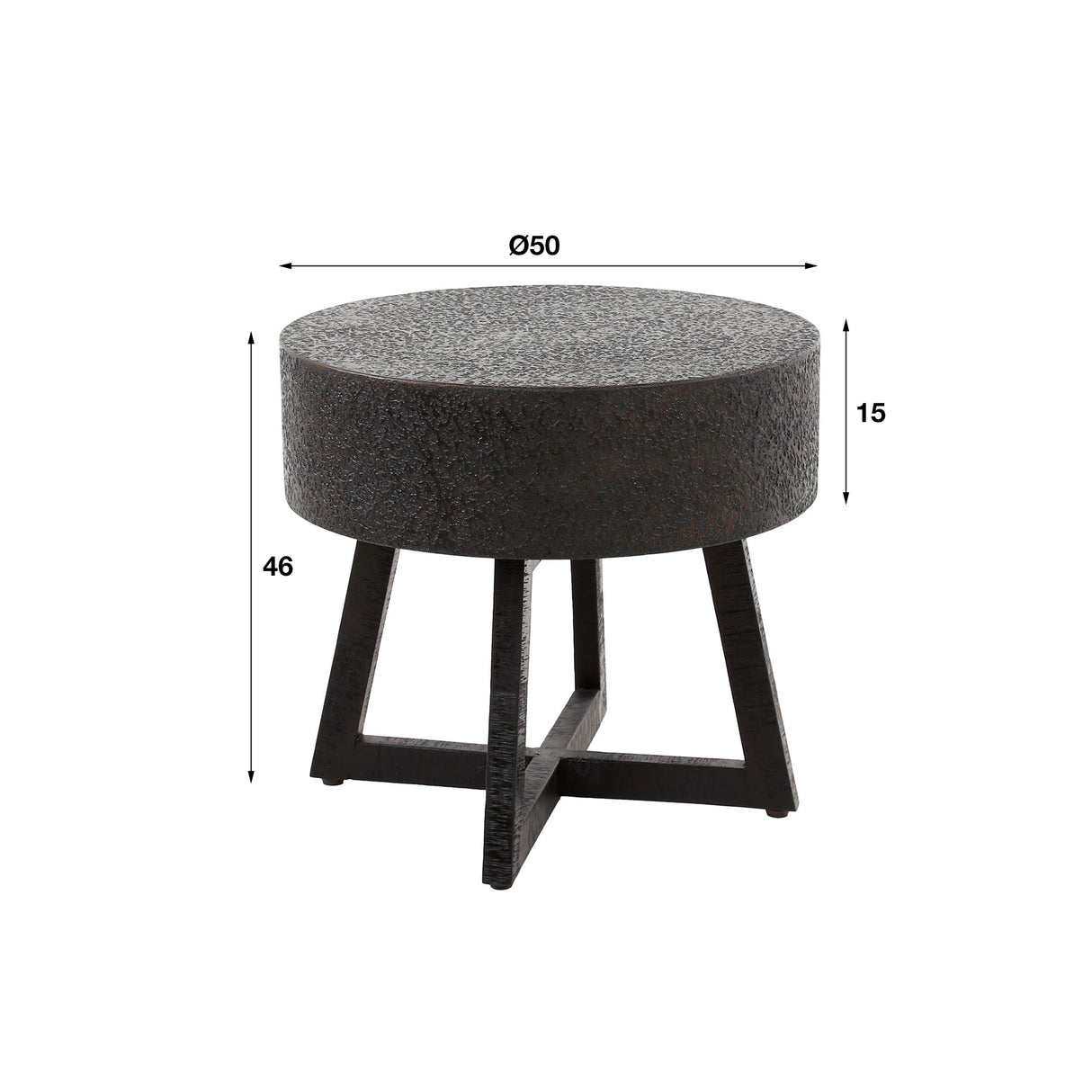 Mesa de café redonda Caro Acacia Madera Ø50 cm Negro
