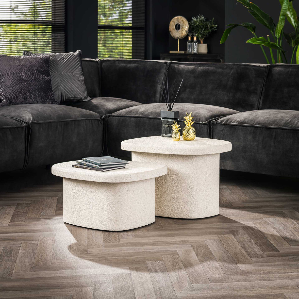 Conjunto de 2 mesas de café de Compuesto de Mármol Orgánico Zaya