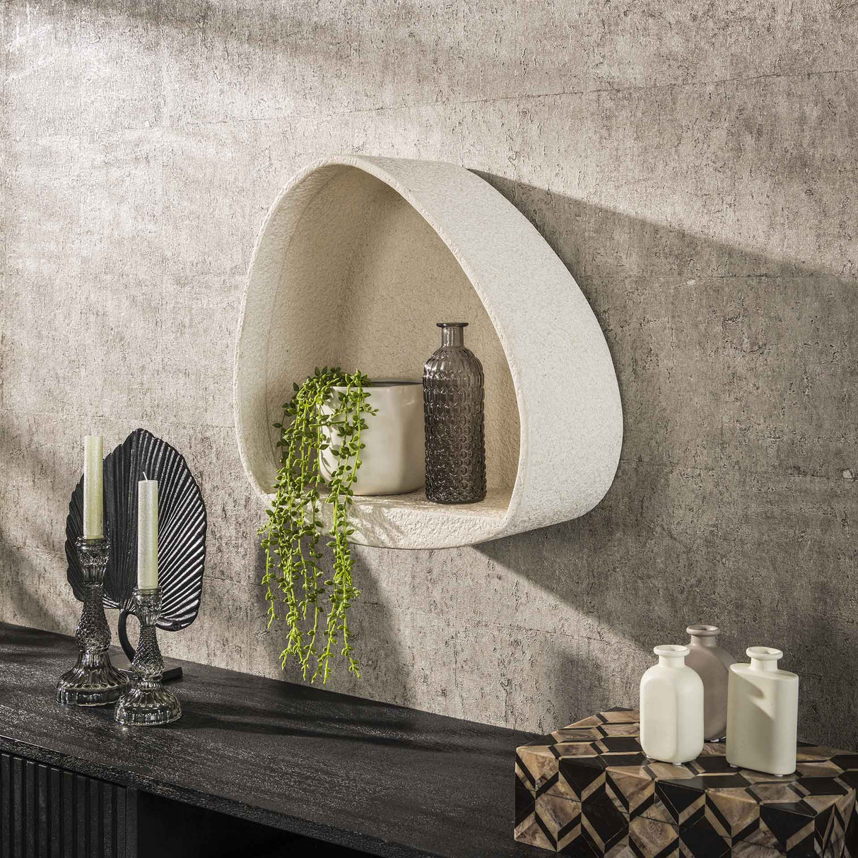 Estante de pared compuesto de mármol triangular zaya