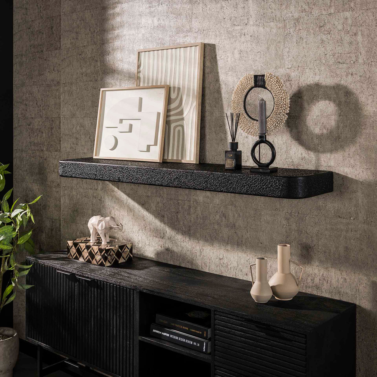 Estante de pared de 150 cm, gris metálico Aeris