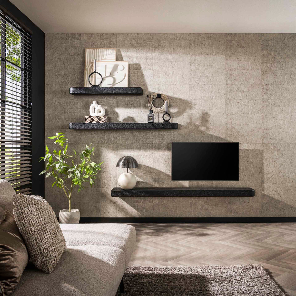 Estante de pared de 150 cm, gris metálico Aeris