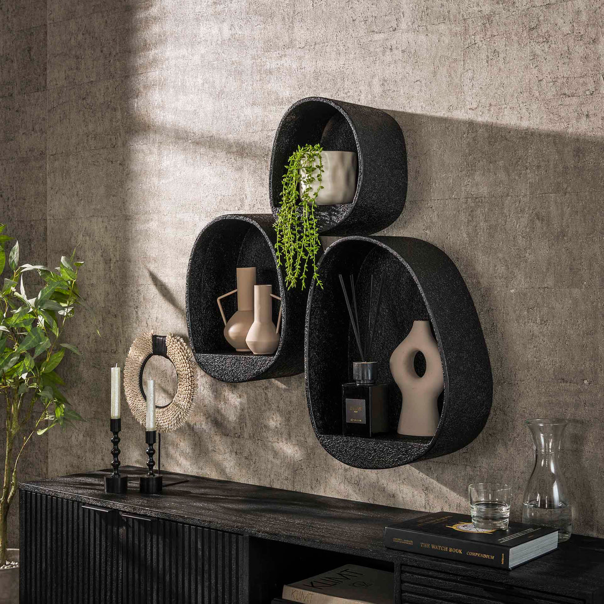 Juego de 3 Paisajes Metallic Drop Gris Aeris