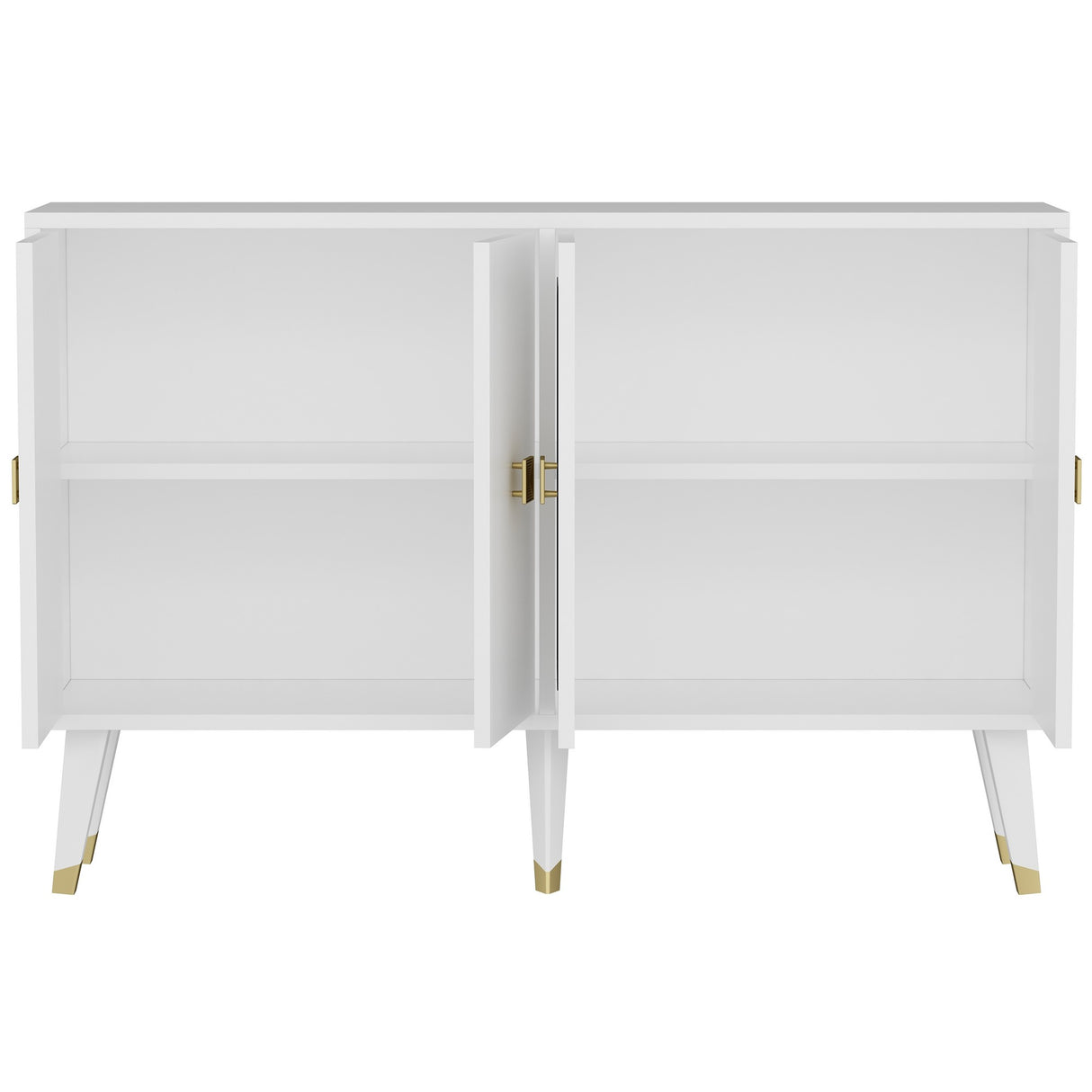 Mesa auxiliar Ahart blanca con oro 120 cm Blanco, Oro Compuesto de madera revestido de melamina