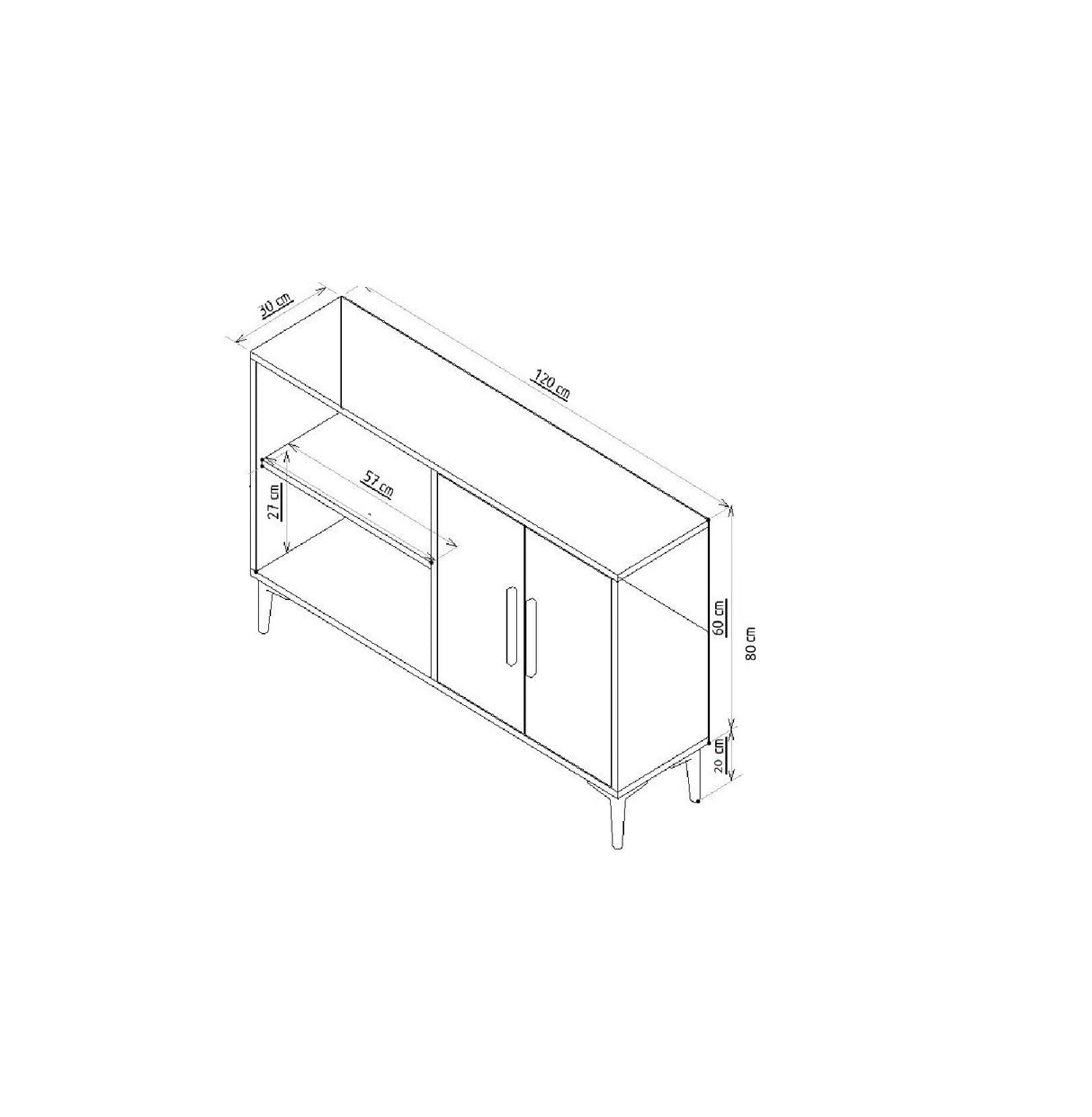 Consola Ansel aspecto roble zafiro 120 cm Aspecto roble zafiro, dorado Compuesto de madera revestido de melamina