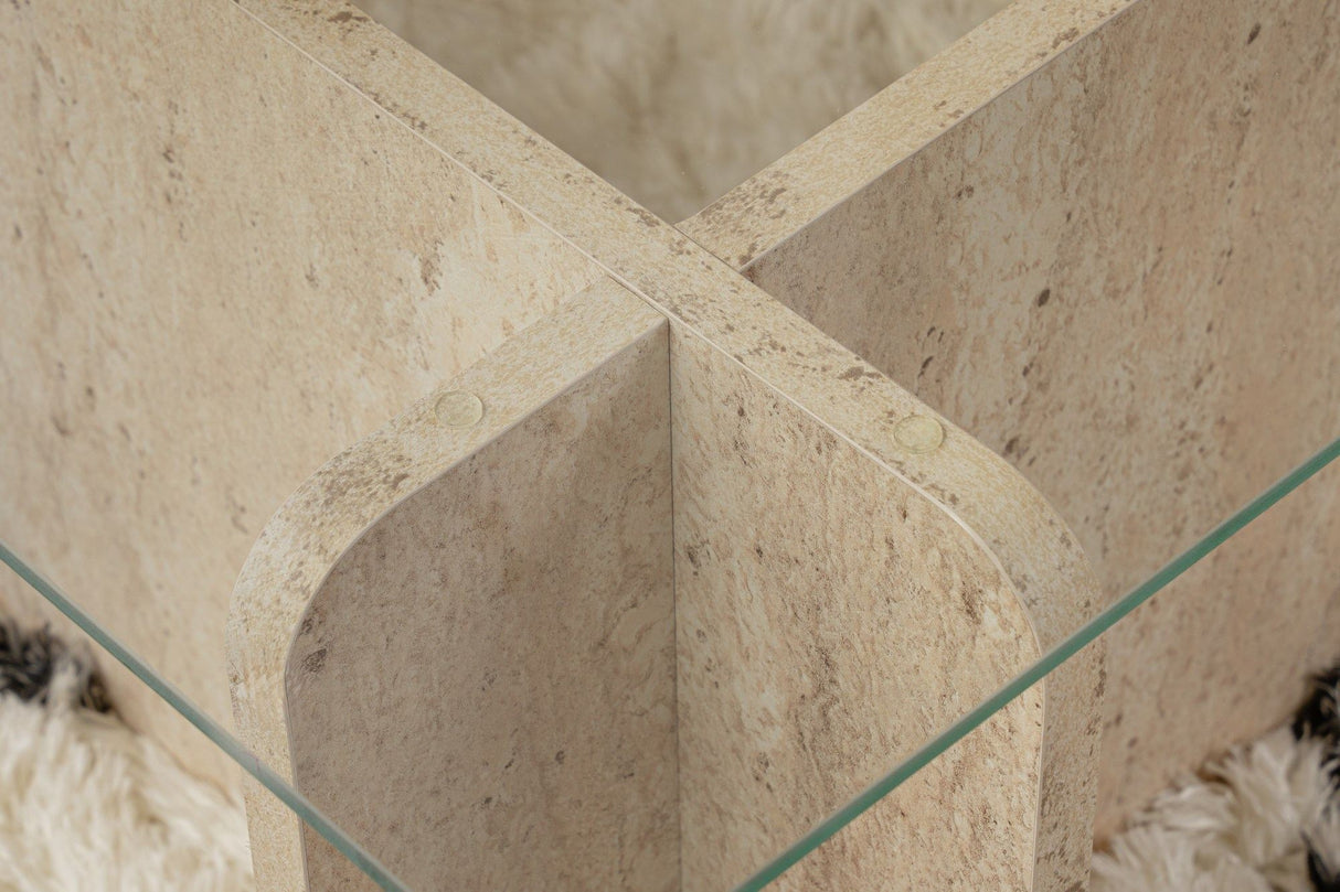 Salontafels - Salontafel travertin glas Opal 105x65 cm - Dimehouse