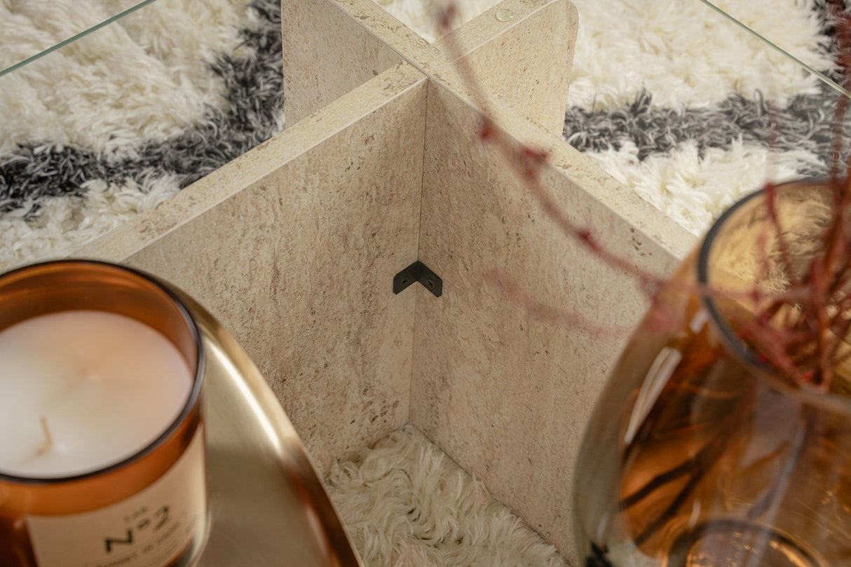 Mesa de salón de vidrio con aspecto de mármol Opal 105x65 cm