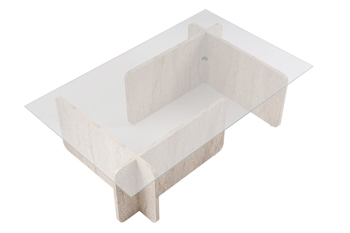 Salontafels - Salontafel travertin glas Opal 105x65 cm - Dimehouse