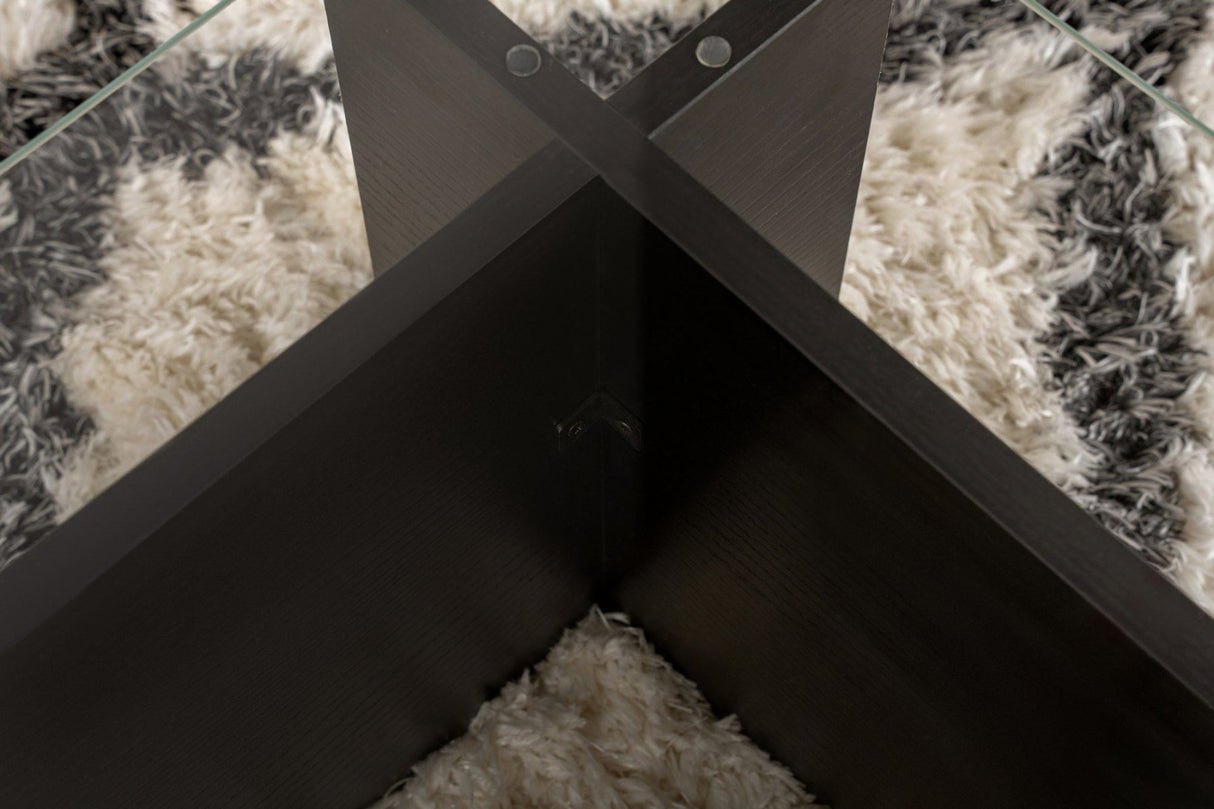 Mesa de centro Negro Madera Melamina Vidrio Opal 105x65x30 cm
