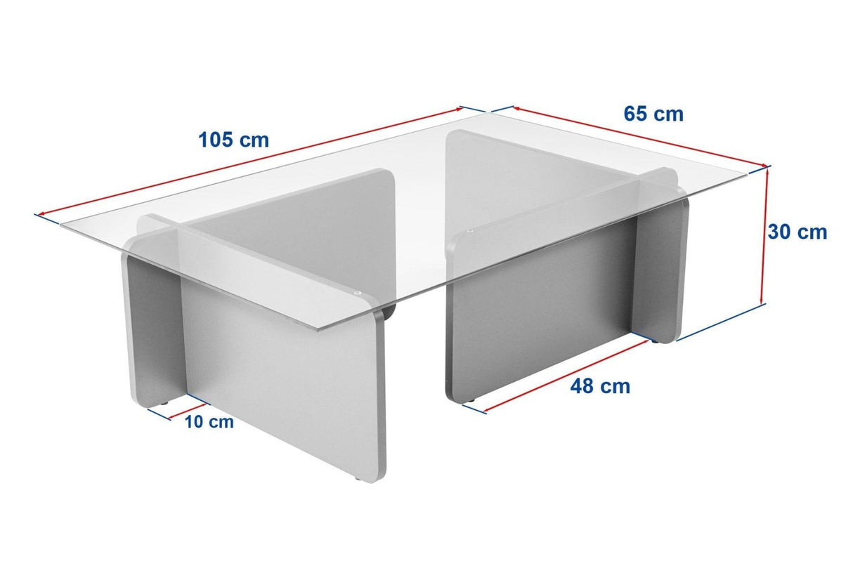 Mesa de centro Negro Madera Melamina Vidrio Opal 105x65x30 cm