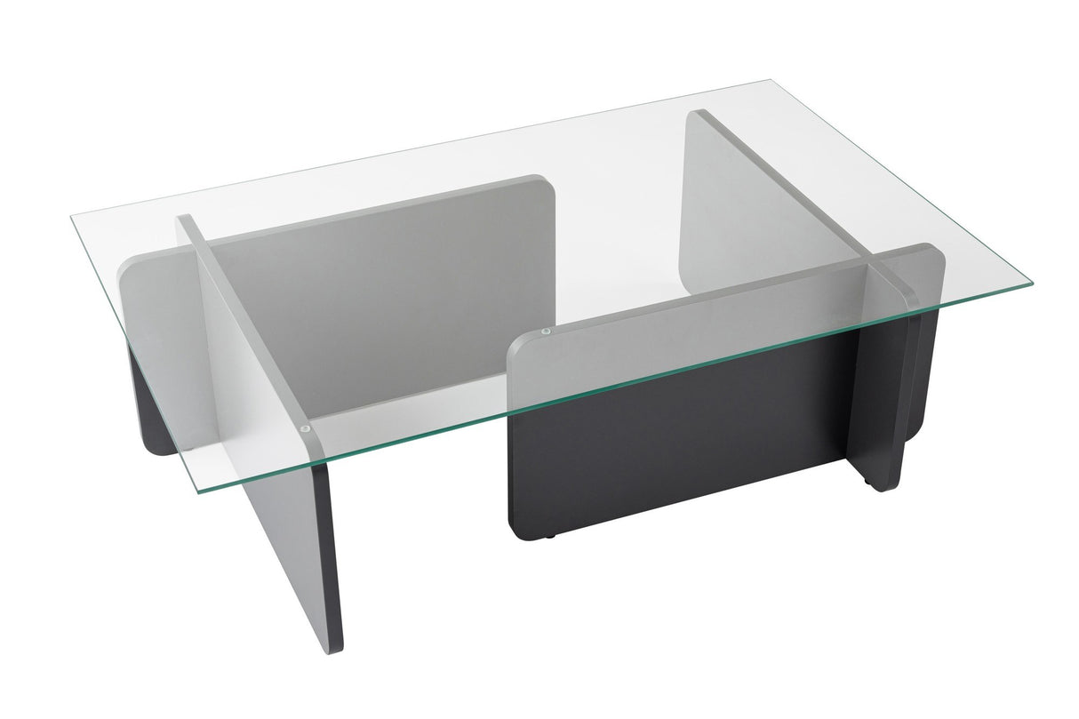 Mesa de salón de vidrio antracita Opal 105x65 cm