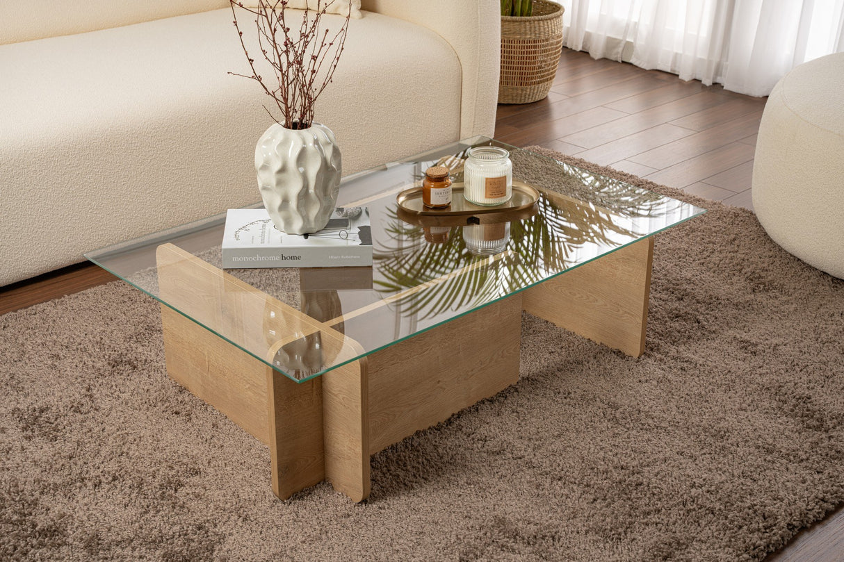 Mesa de salón Natural Cristal Opal 105x65x30 cm