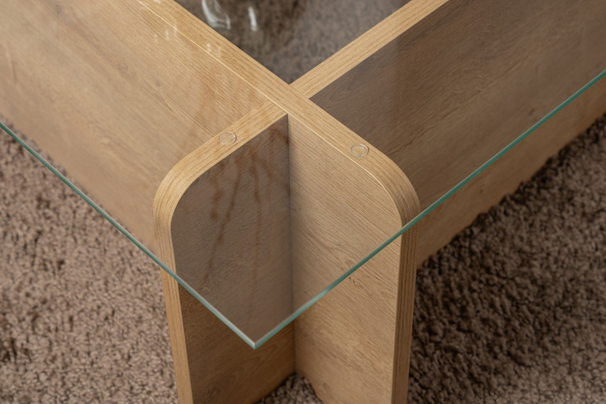 Salontafels - Salontafel Naturel Glas Opal 105x65x30 cm - Dimehouse