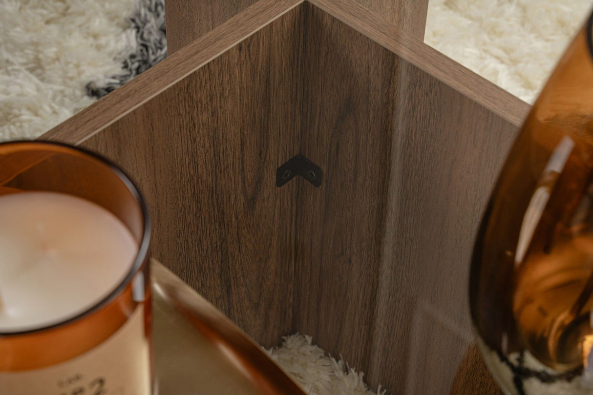 Mesa de salón Natural Nogal Vidrio Opal 105x65x30 cm