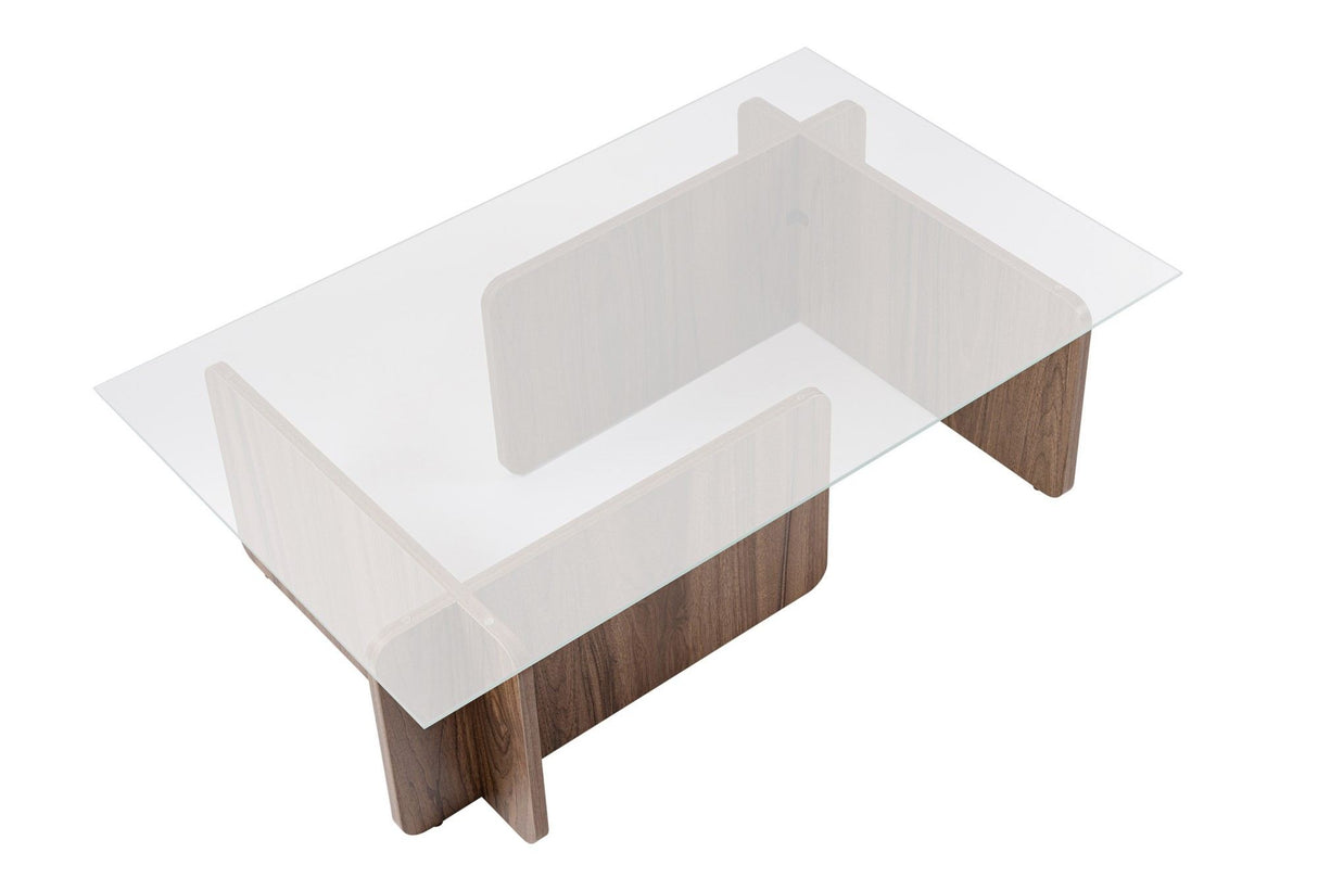 Mesa de salón Natural Nogal Vidrio Opal 105x65x30 cm