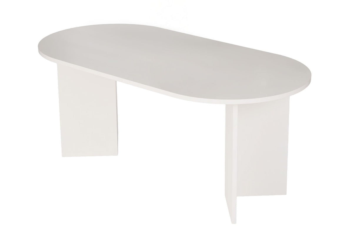 Mesa de comedor ovalada Melamina blanca - Japandi - 180x89,5x75 cm - Sota