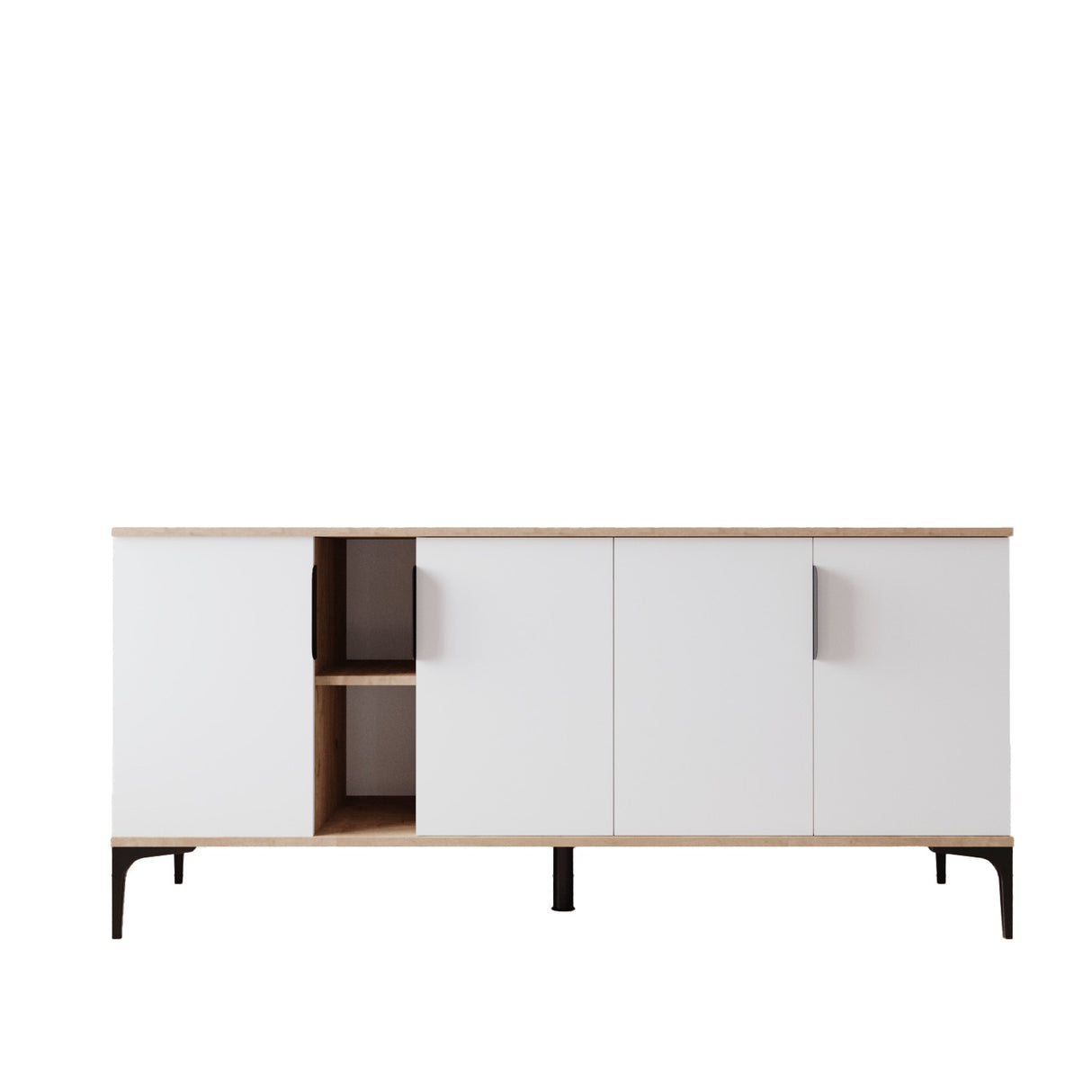 Aparador Tarz aspecto roble blanco 150 cm Aspecto roble / Madera de melamina blanca