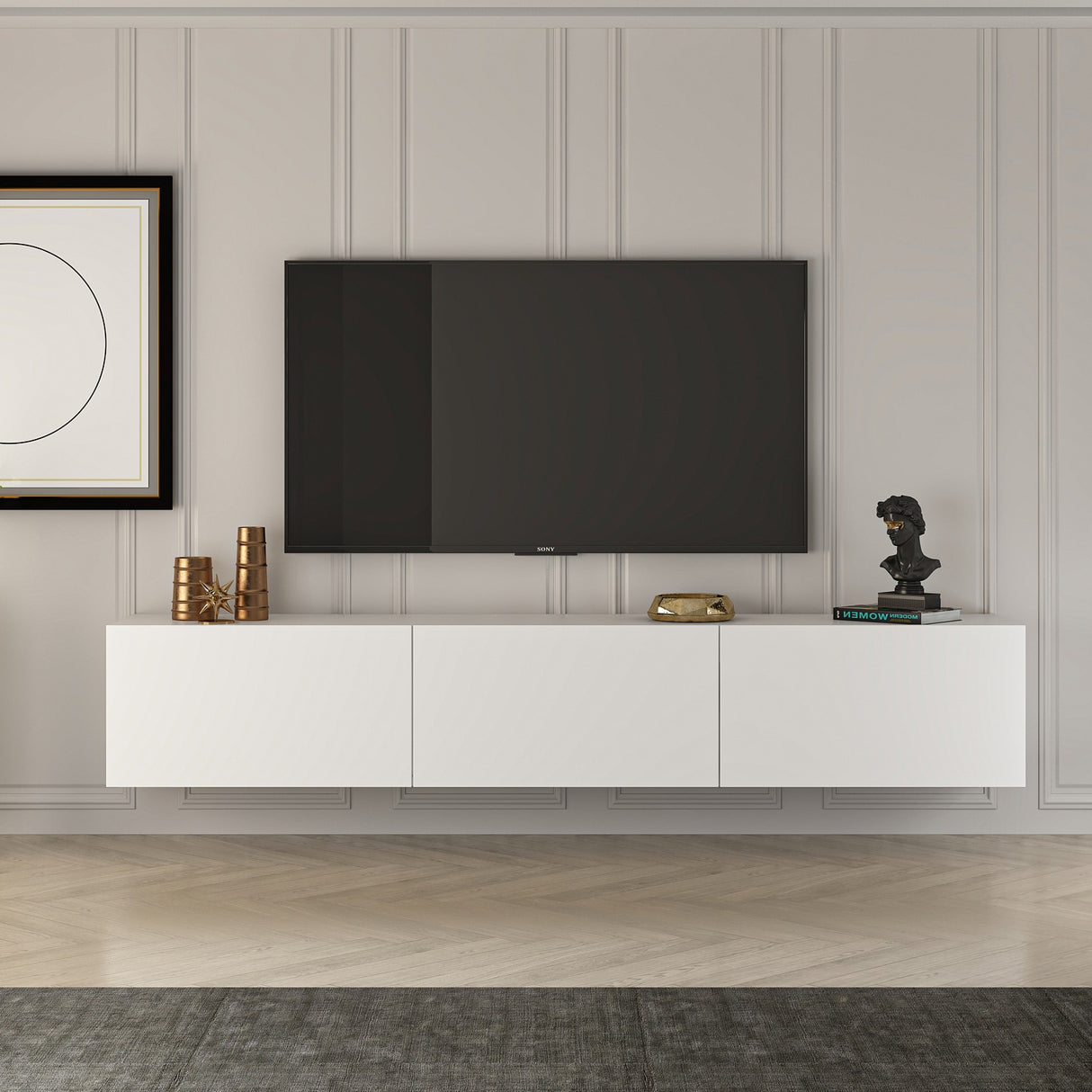West Consola de pared blanca 150 cm compuesto de madera melamina