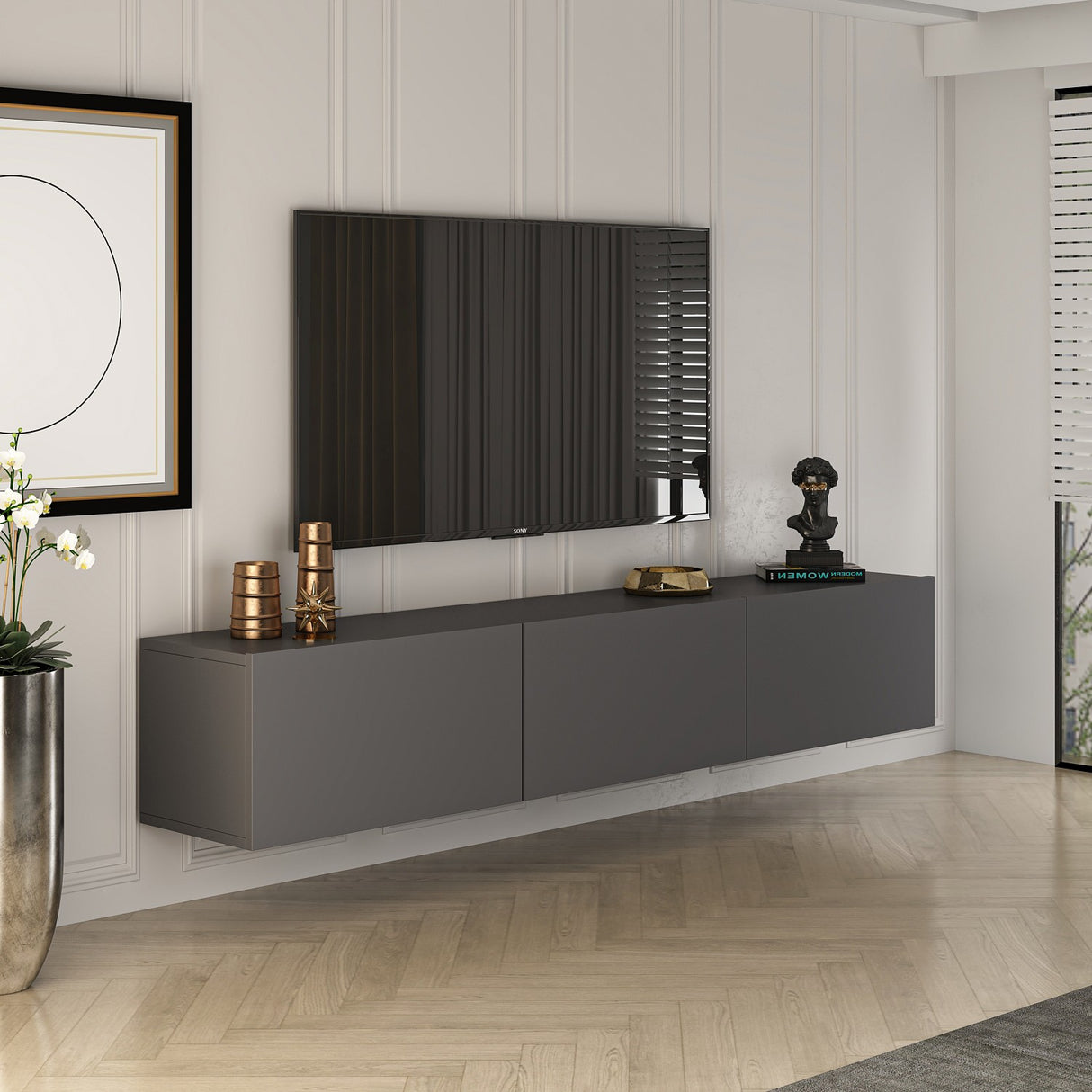 West Estante de pared antracita 150 cm Madera melaminada