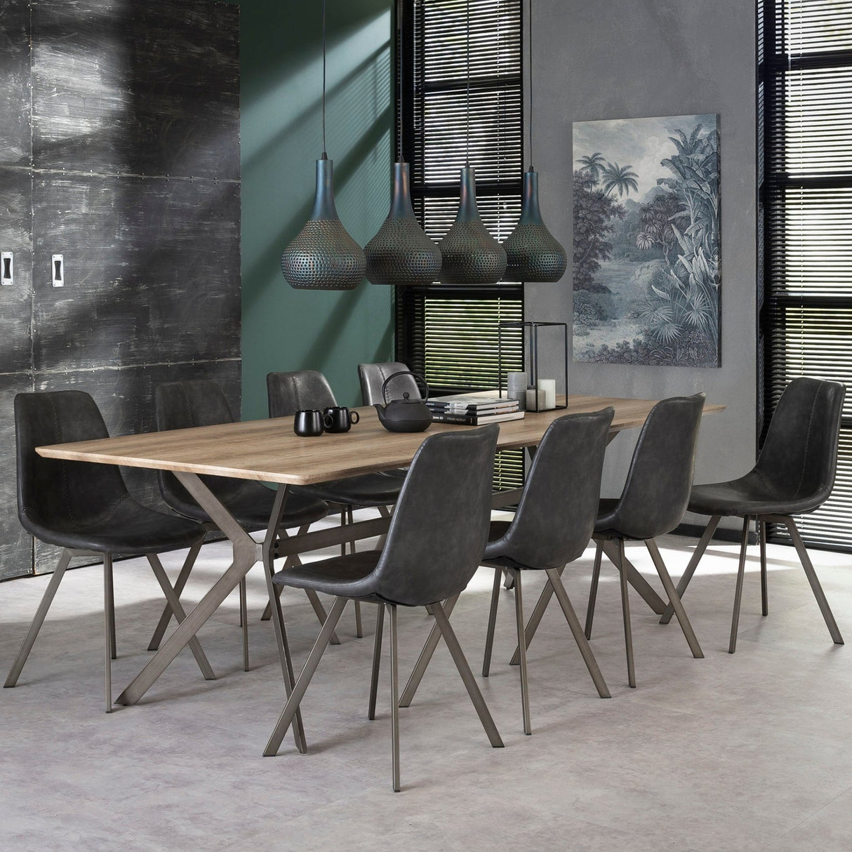Juego de 4 sillas de comedor Siena Saddle PU negro