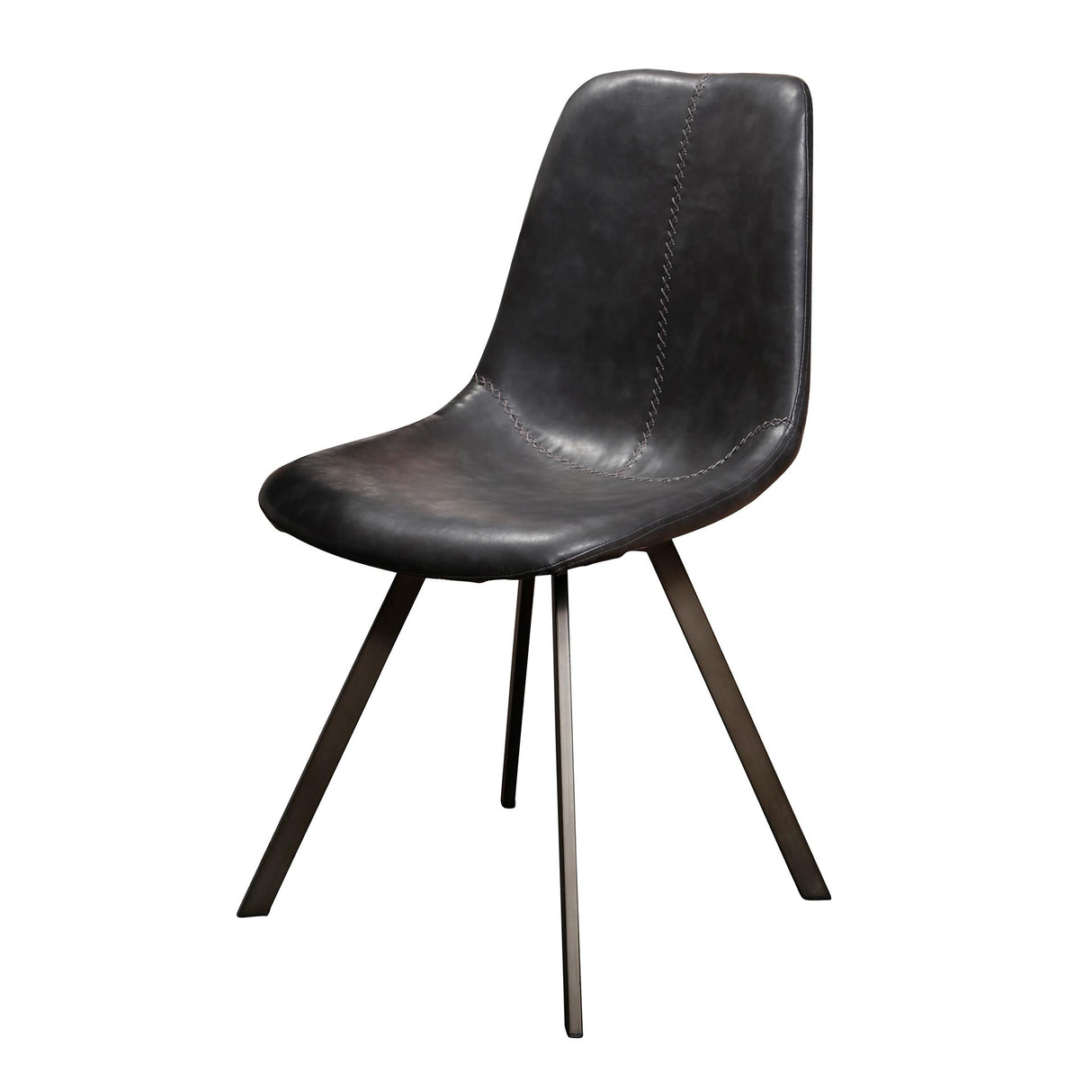 Silla de comedor negra Siena Saddle PU Cuero sintético