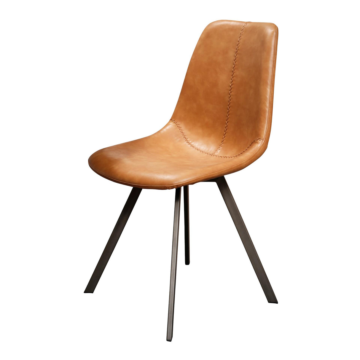 Conjunto de 4 sillas de comedor Siena Saddle PU marrón