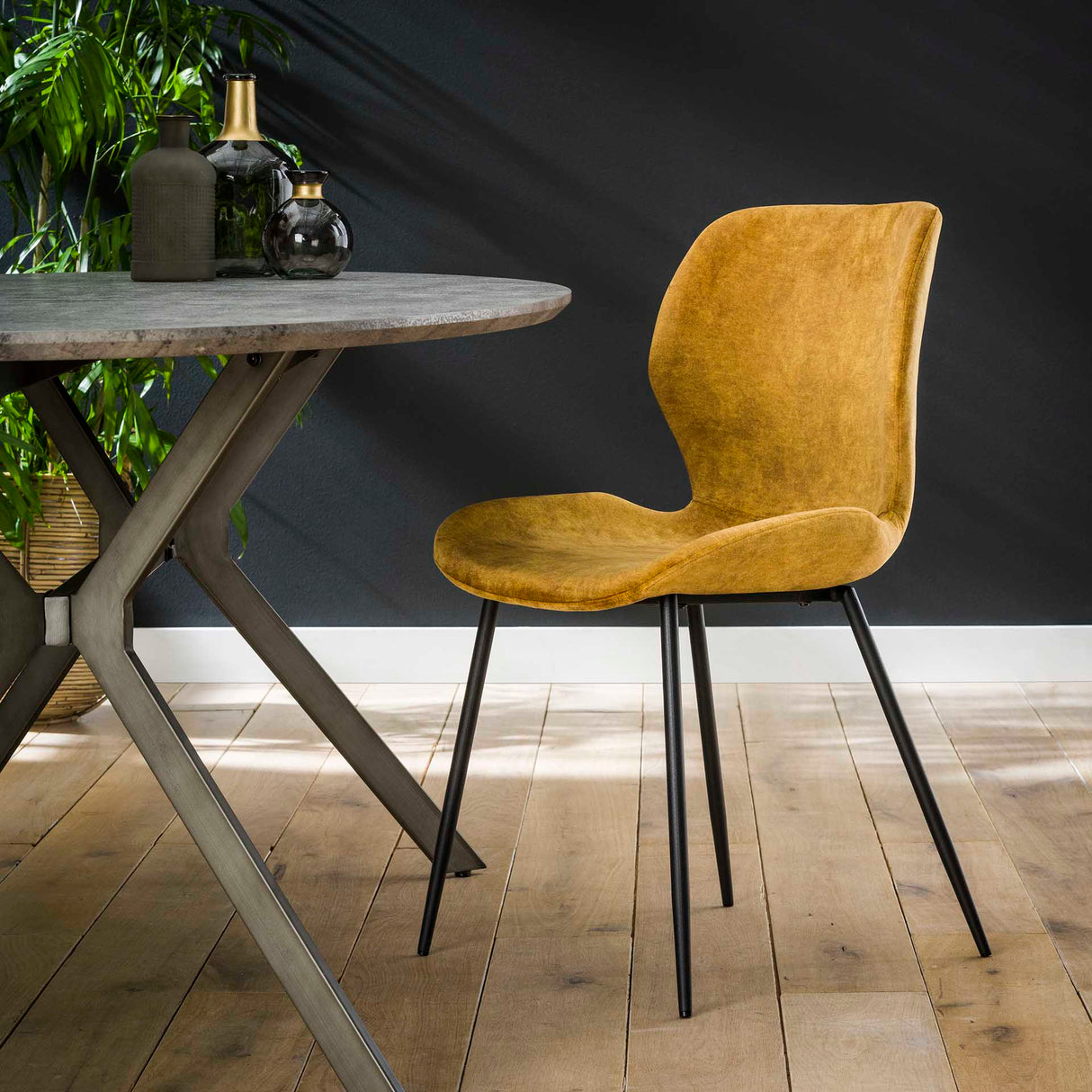 Conjunto de 4 sillas de comedor Argo Velours dorado