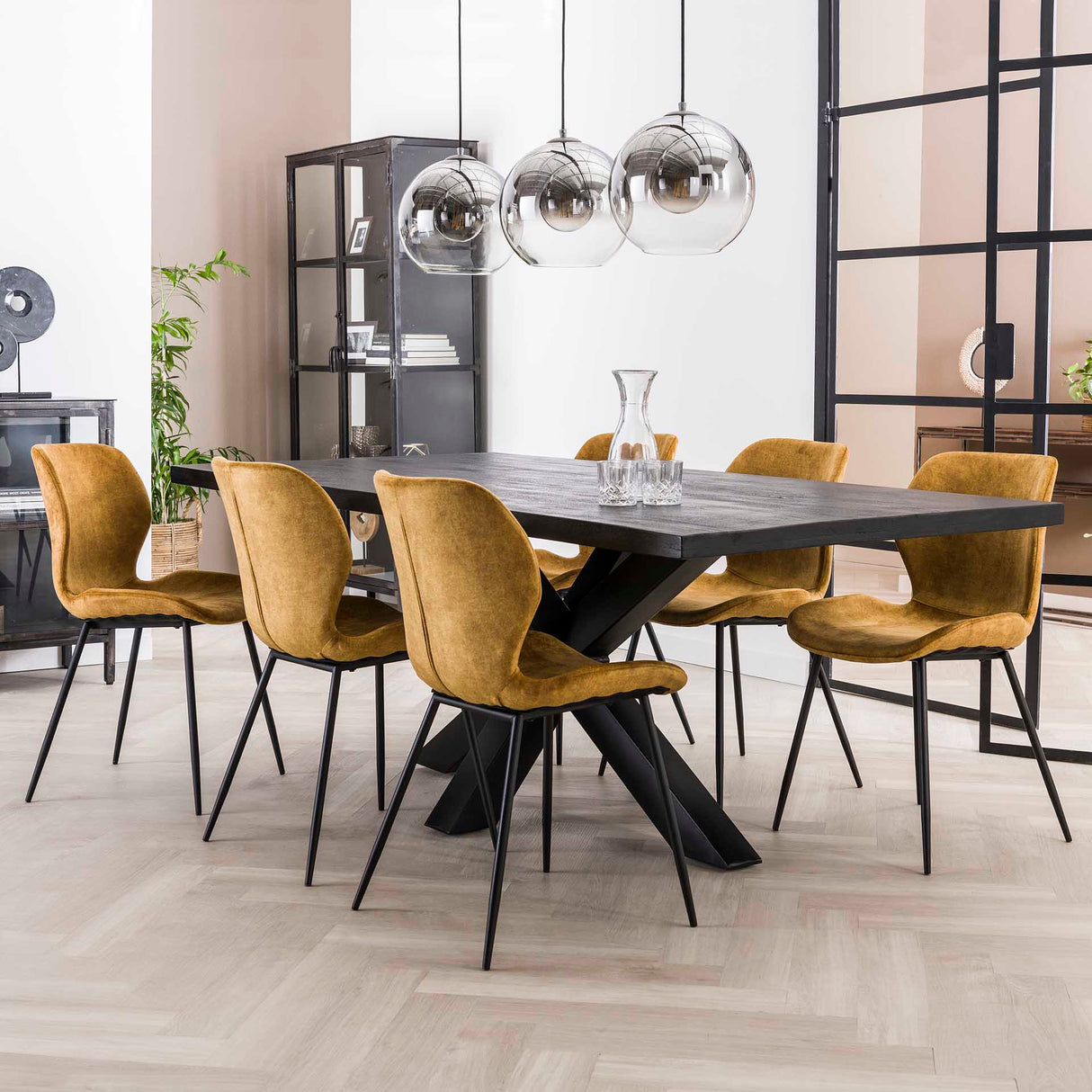 Conjunto de 4 sillas de comedor Argo Velours dorado