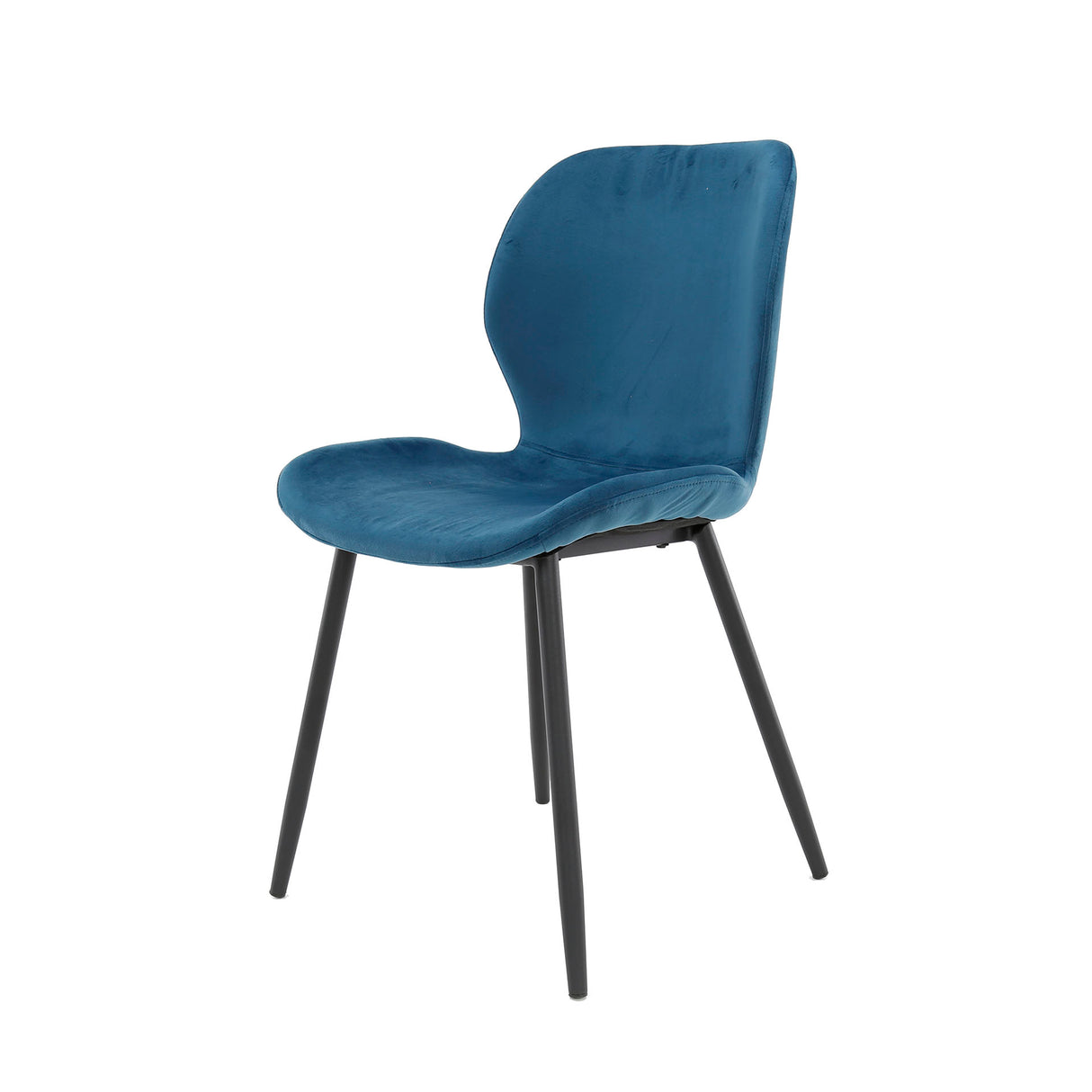 Silla de comedor elegante Argo de terciopelo azul - Sin reposabrazos