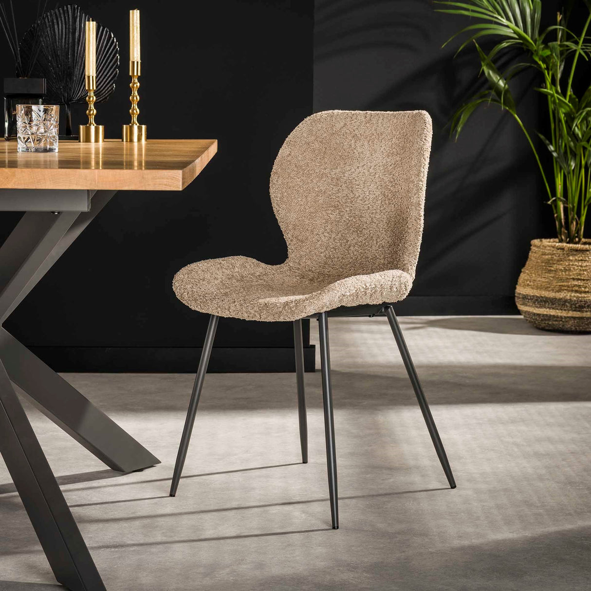 Juego de 4 sillas de comedor Argo Bouclé arena
