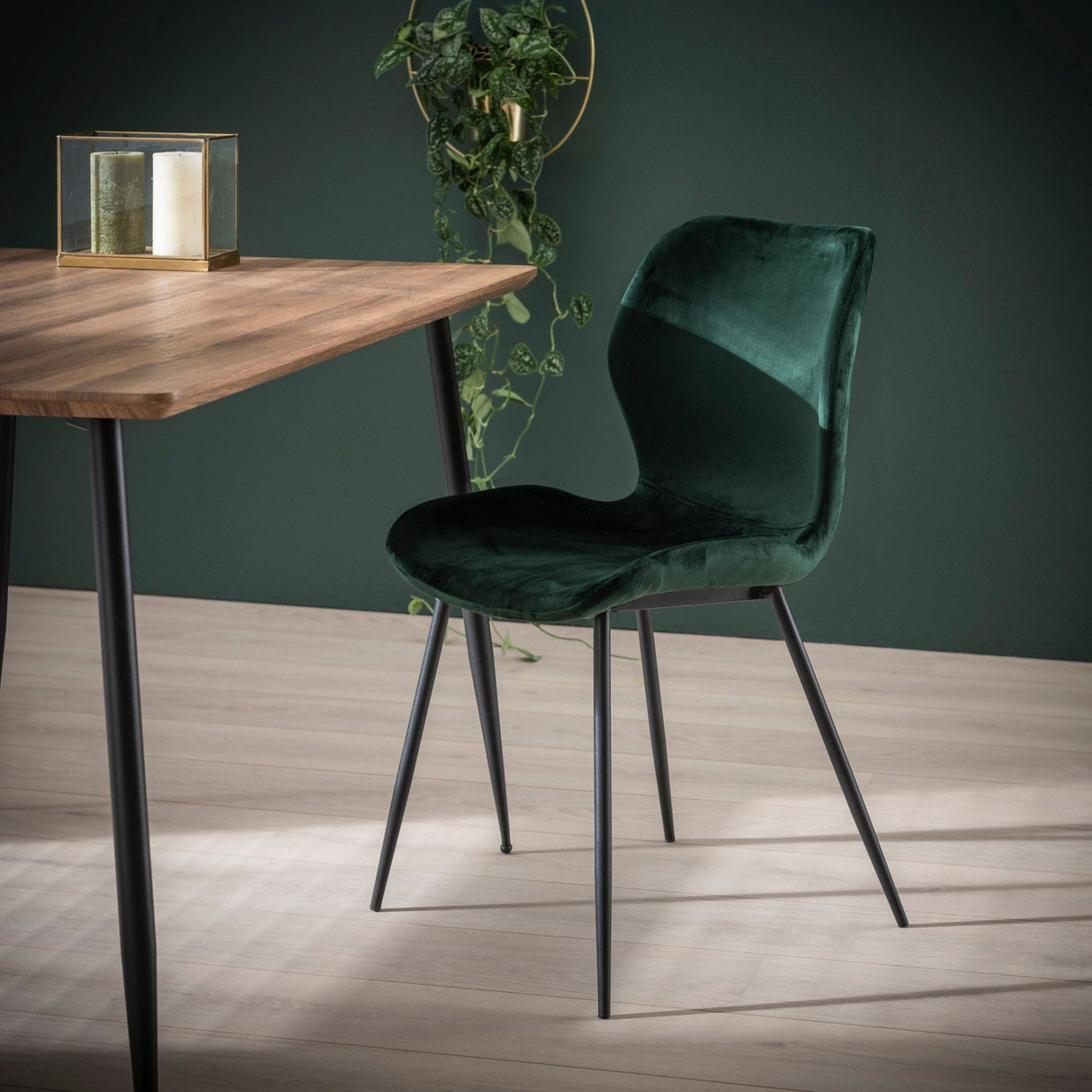 Silla de comedor elegante Argo Velvet Verde - Sin reposabrazos