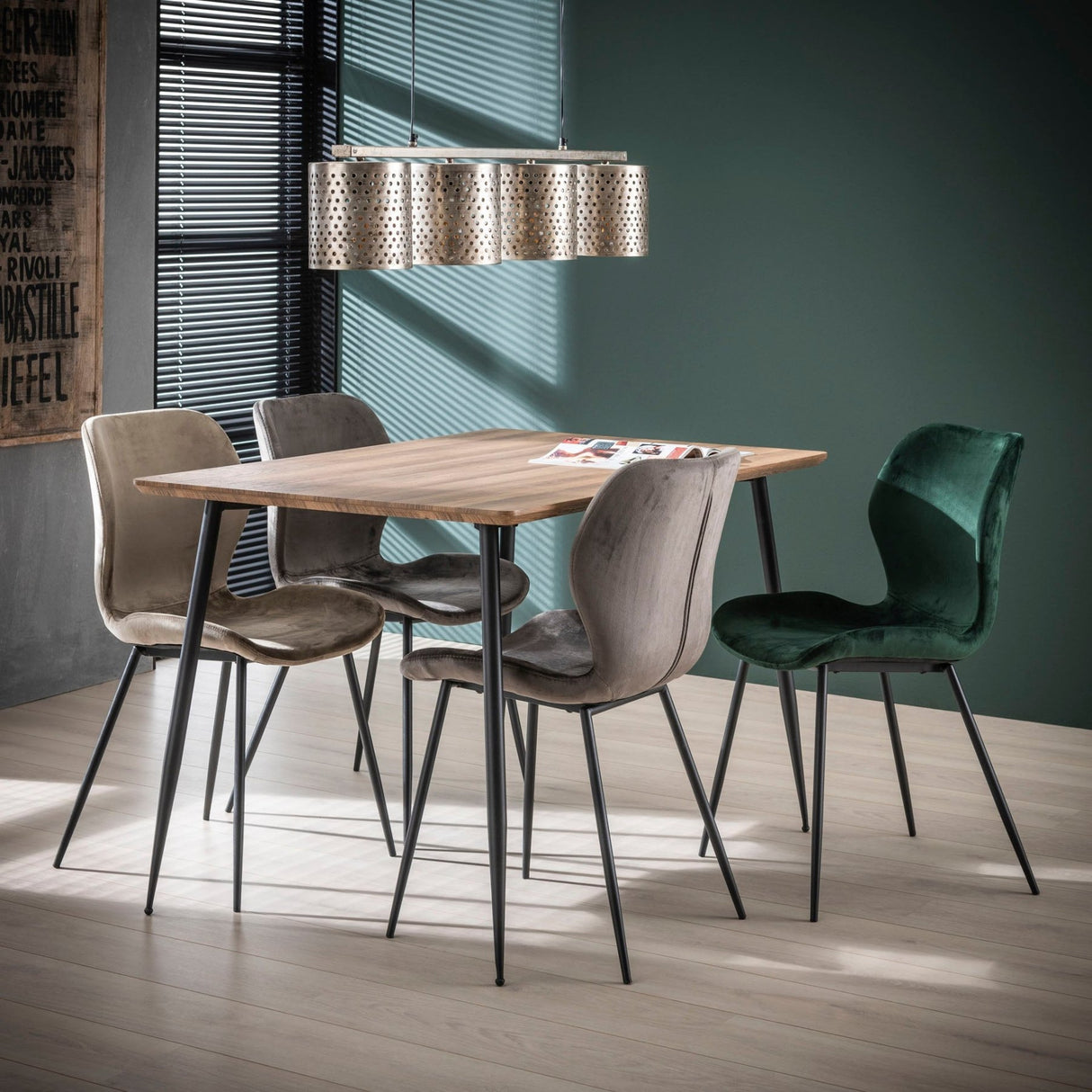 Juego de 4 sillas de comedor Argo Velours Verde