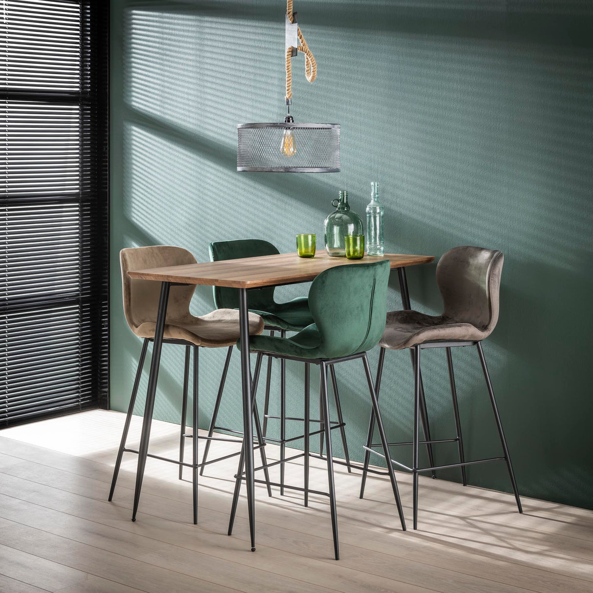 Conjunto de 4 taburetes de bar Argo Velours Antracita