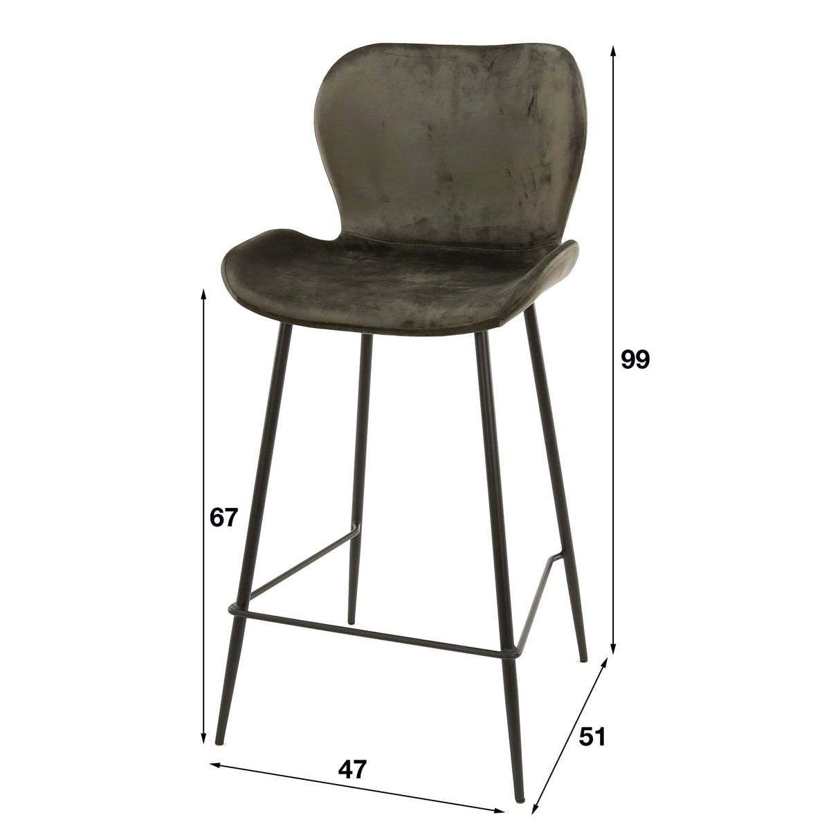 Conjunto de 4 taburetes de bar Argo Velours Antracita