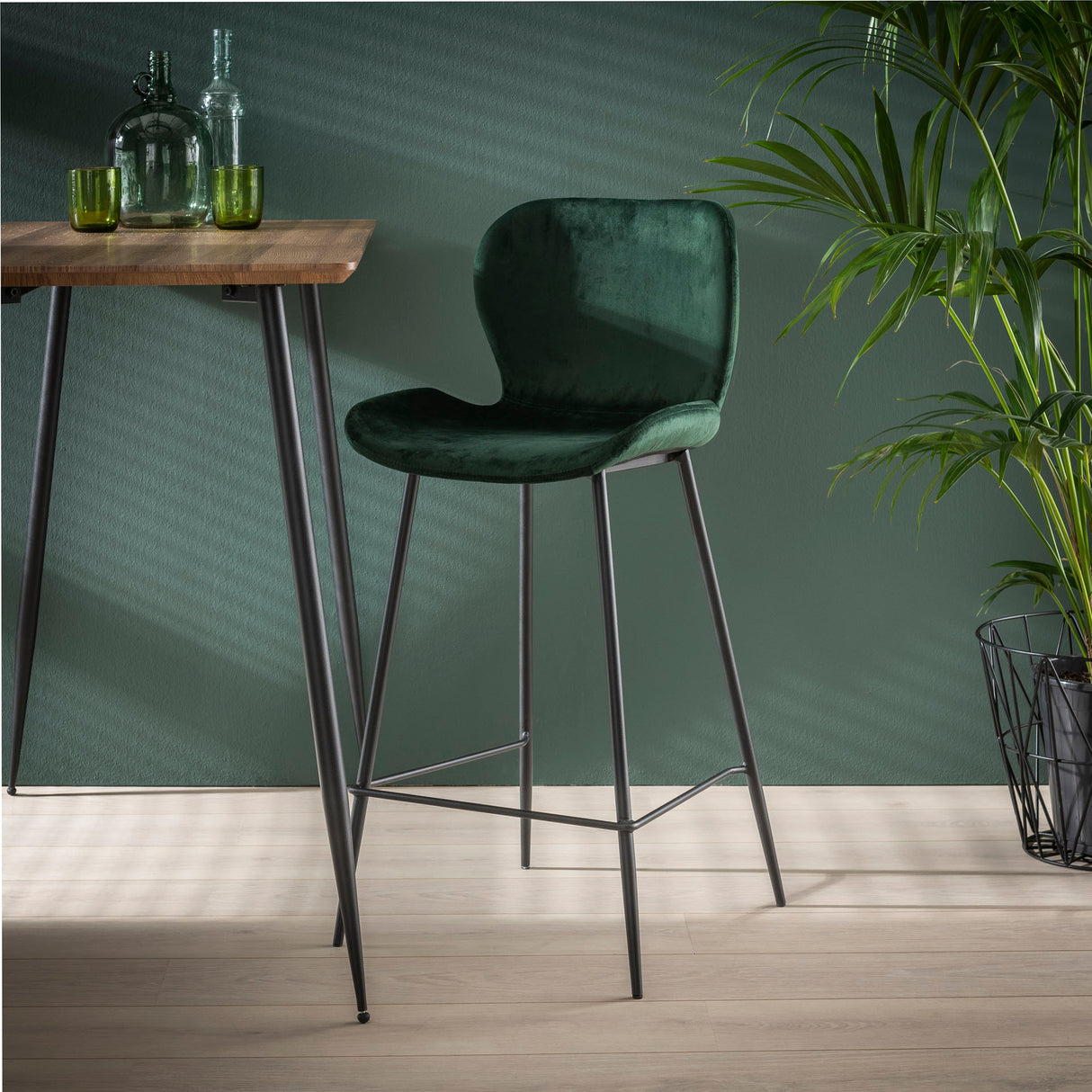 Set de 4 taburetes de bar Argo Velours Verde