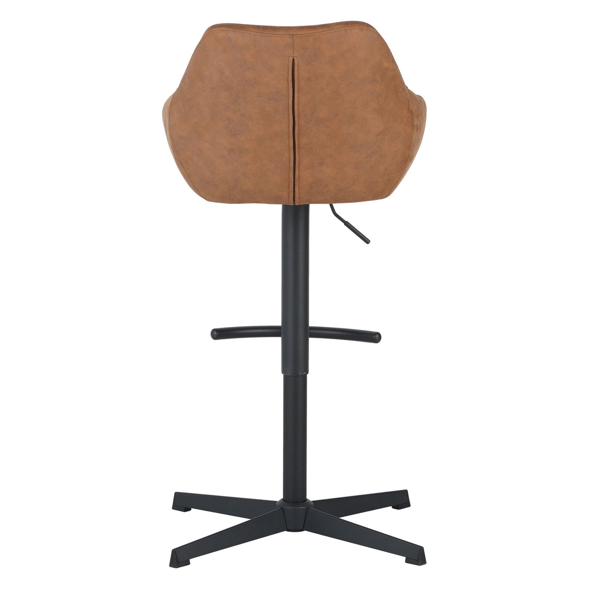 Venom Taburete de Bar Cognac Eco-cuero - Silla de Bar Giratoria Ajustable con Reposabrazos