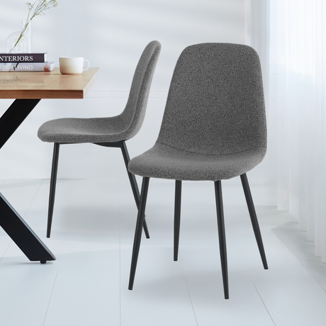 Juego de 4 Sillas de Comedor Escandinavas Gris Bouclé Tela Swift - Sin Apoyabrazos