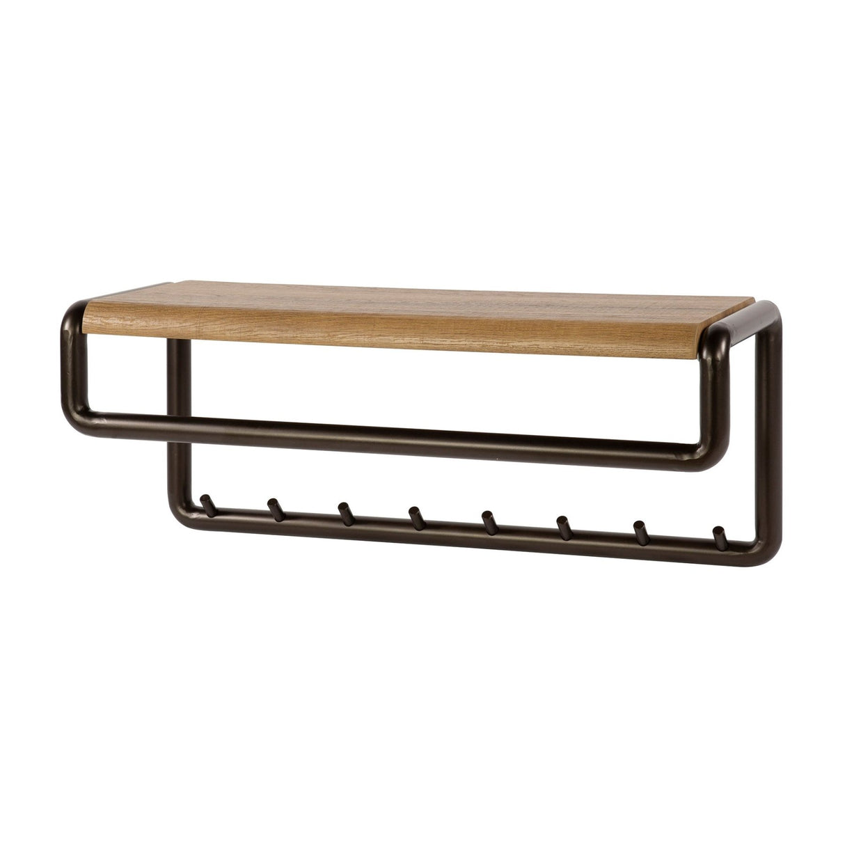 Perchero Arlo barra y tablero para sombreros 8 ganchos Drift marrón