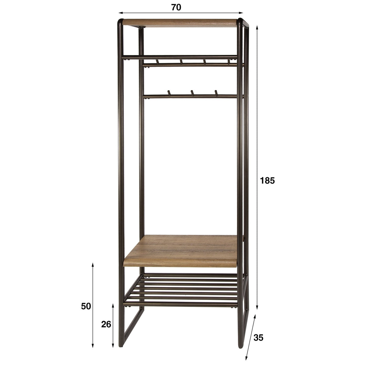 Kapstokken - Garderobemeubel Senna 70 cm Drift brown - Dimehouse