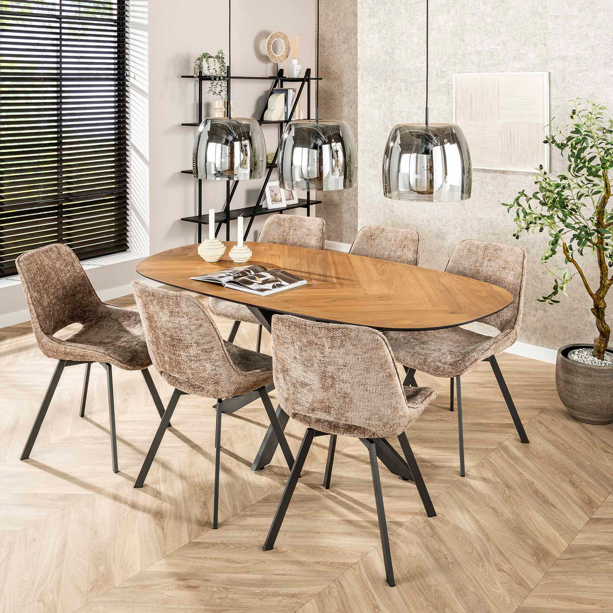 Juego de 4 sillas de comedor Riviera Rich champagne giratorias