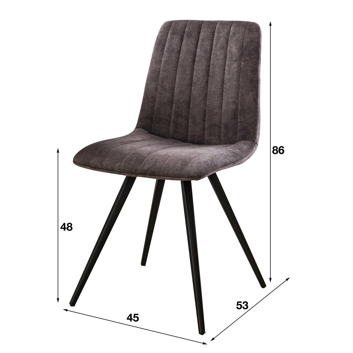 Conjunto de 4 Sillas de Comedor Sadie Velvet Gris - Sin Apoyabrazos