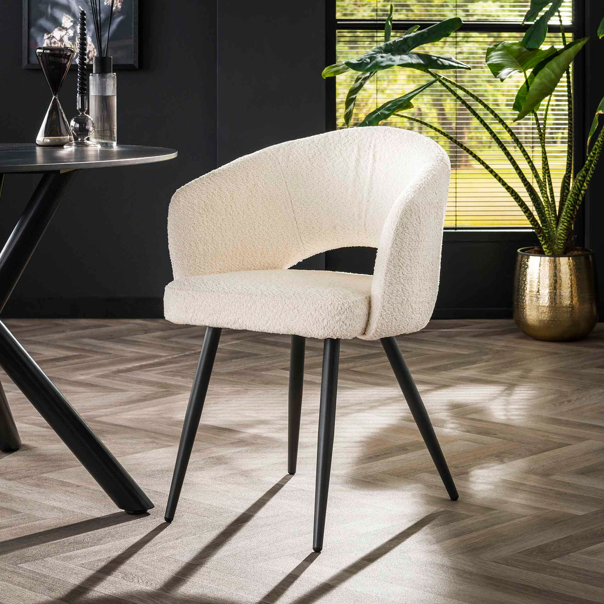 Conjunto de 2 sillas de comedor Cargo Bouclé Blanco