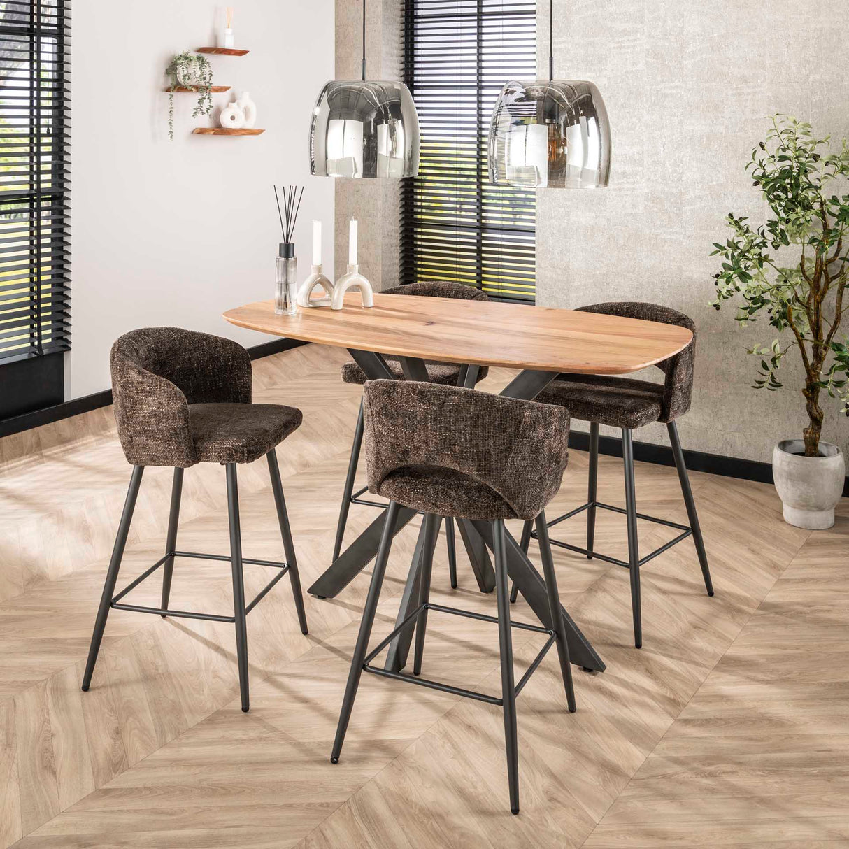 Conjunto de 2 taburetes Alba Tissee Cargo marrón