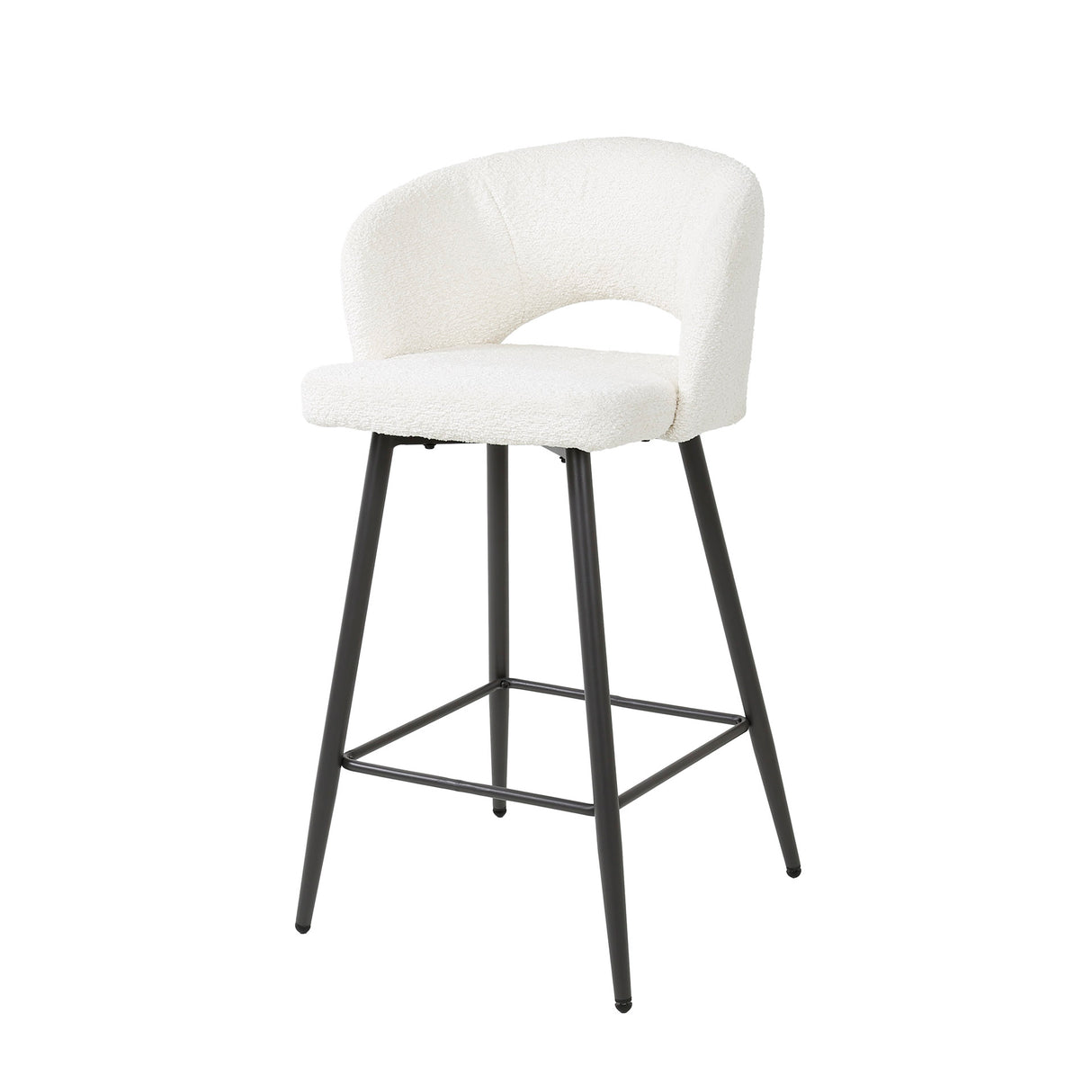 Conjunto de 2 taburetes Alba Bouclé Blanco