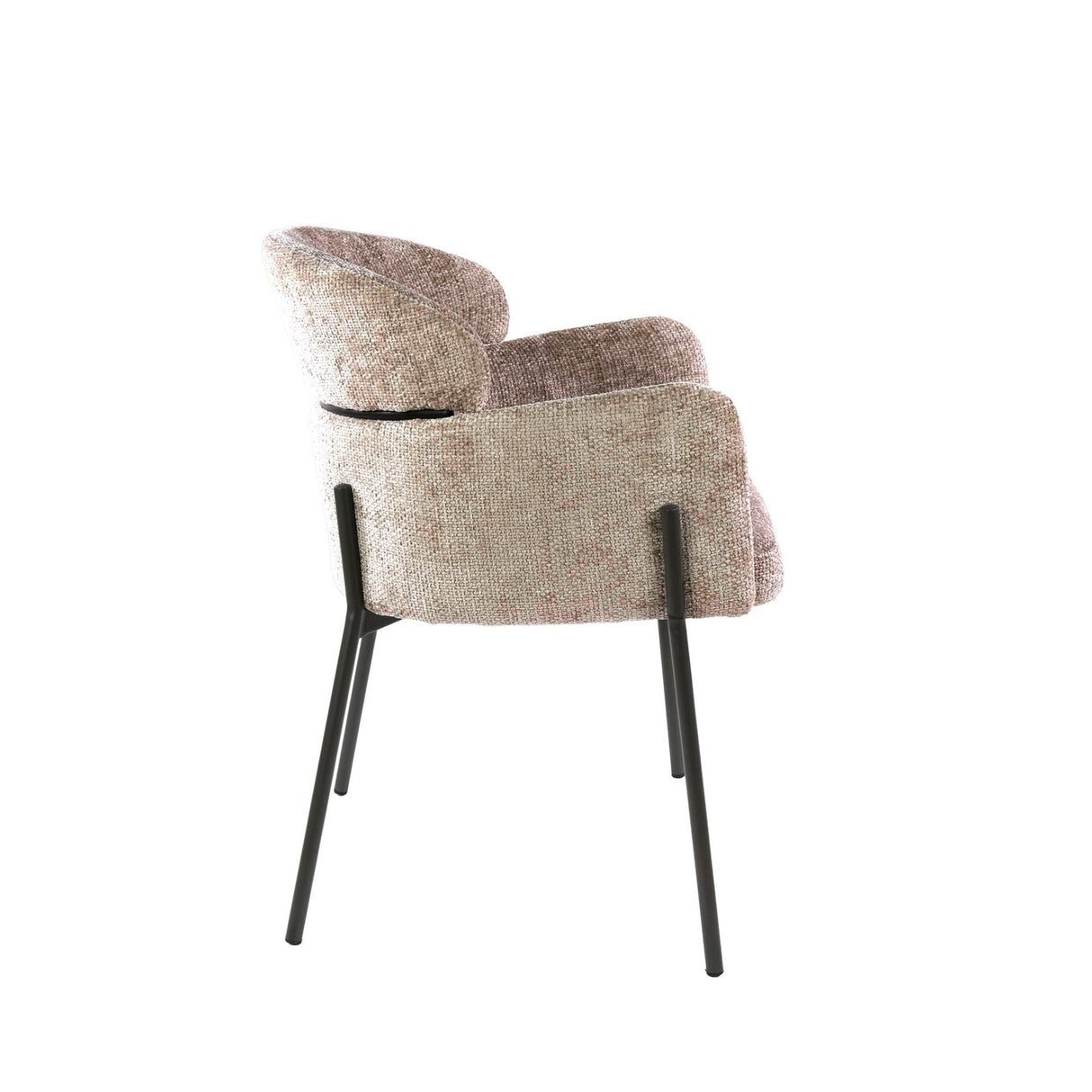 Eetkamerstoelen - Eetkamerstoel Chenille Zand met ronde rug en arm - Lola - Dimehouse