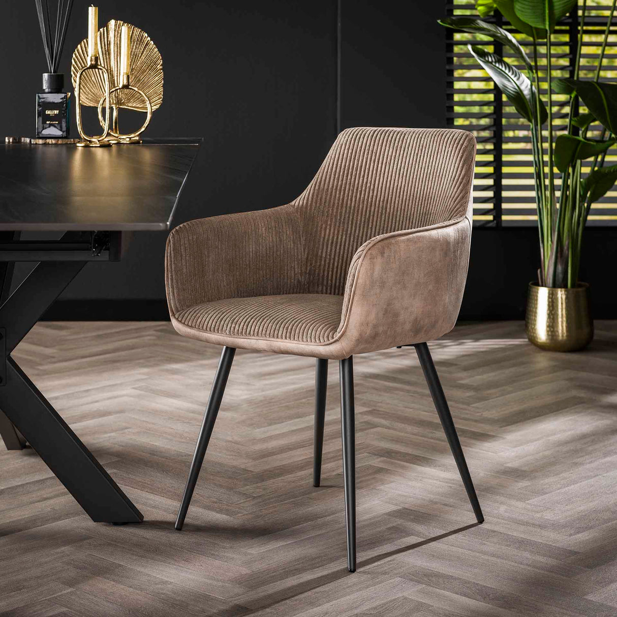 Silla de comedor Rivo Rib Rock Arena Tela de rayas Tapizado